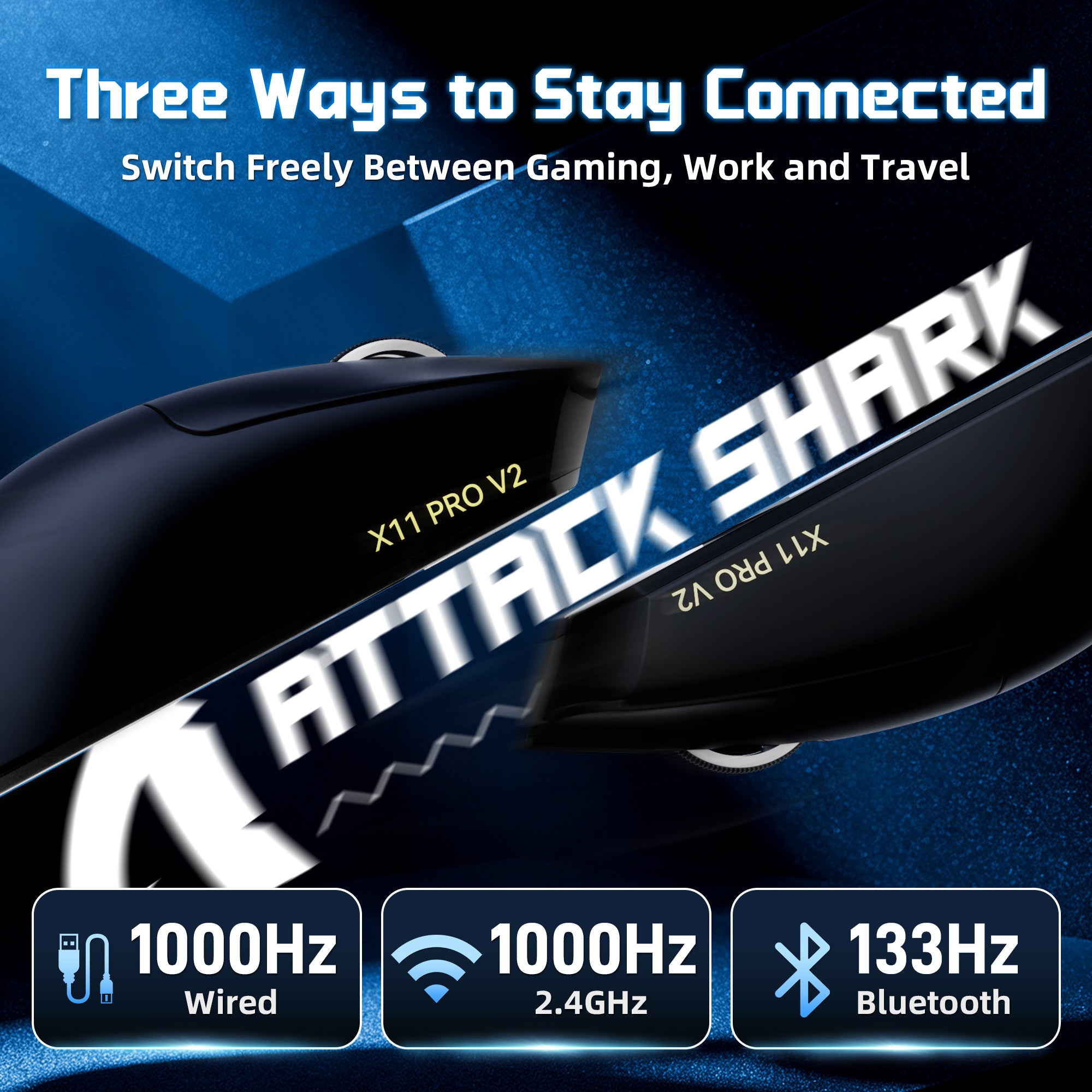 Souris de jeu sans fil ATTACK SHARK X11 PRO V2 avec station de charge et écran TFT