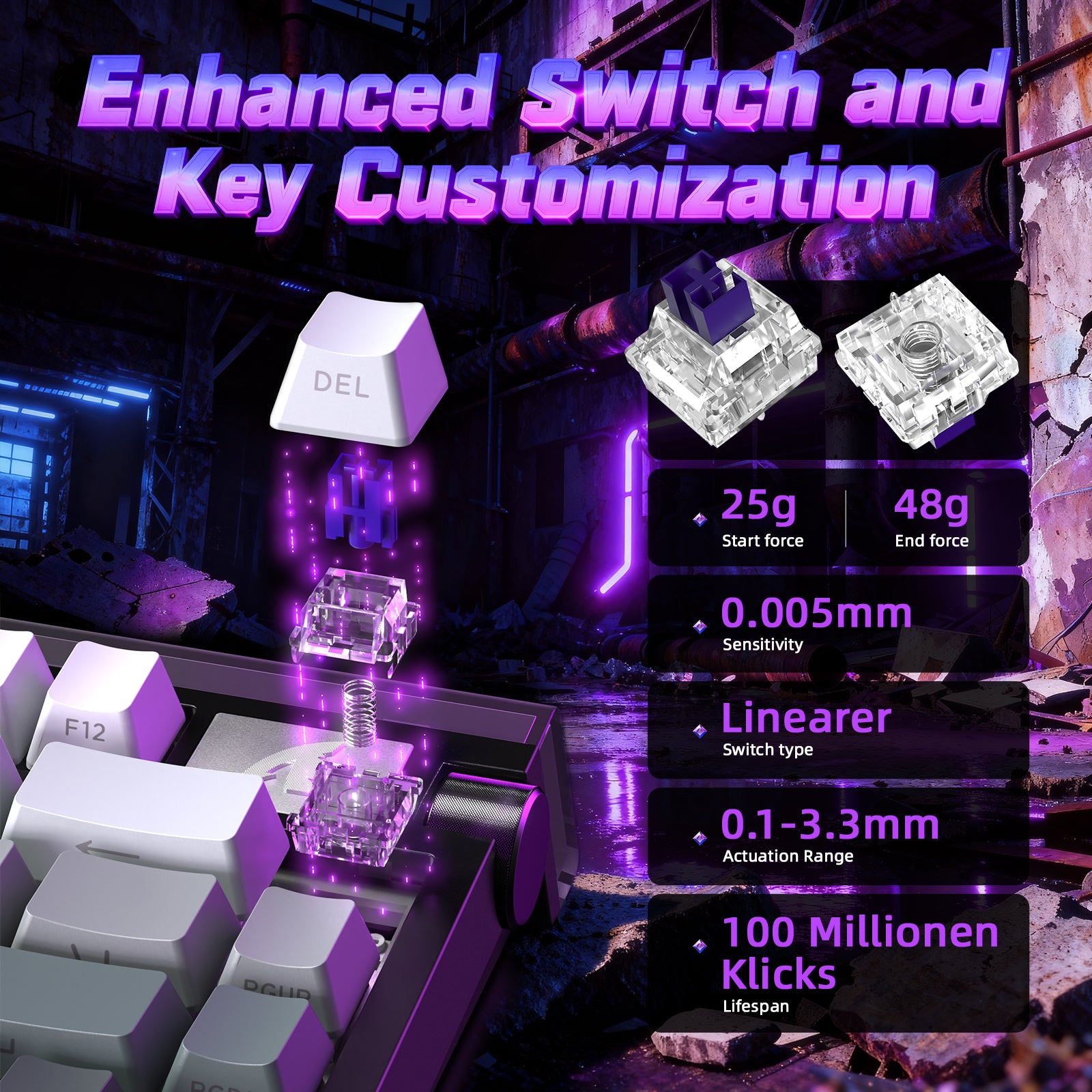 Clavier à déclenchement rapide ATTACK SHARK R85 HE avec câble LED C01ULTRA