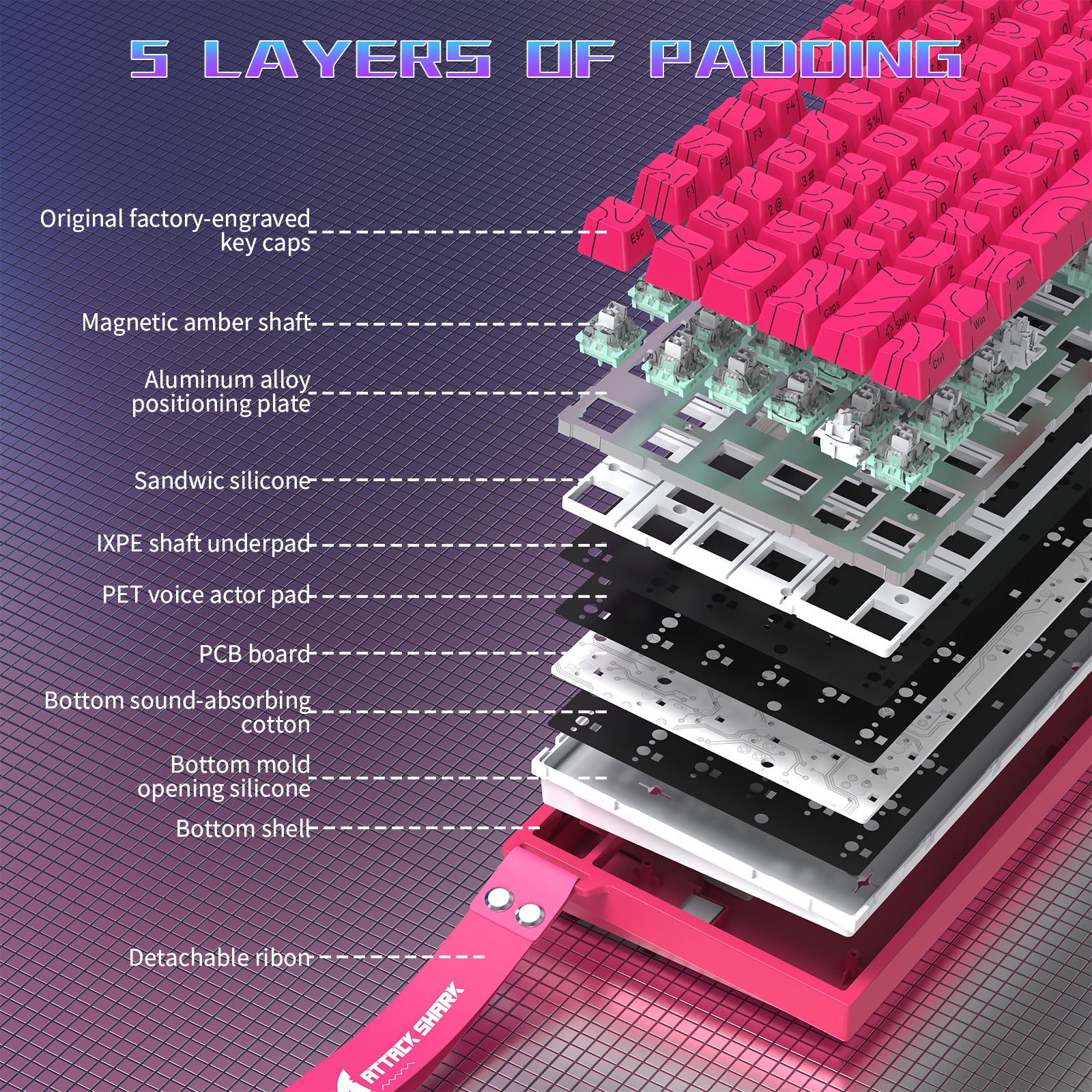 Clavier de jeu filaire ATTACK SHARK R82 HE 75 % avec câble LED C01ULTRA