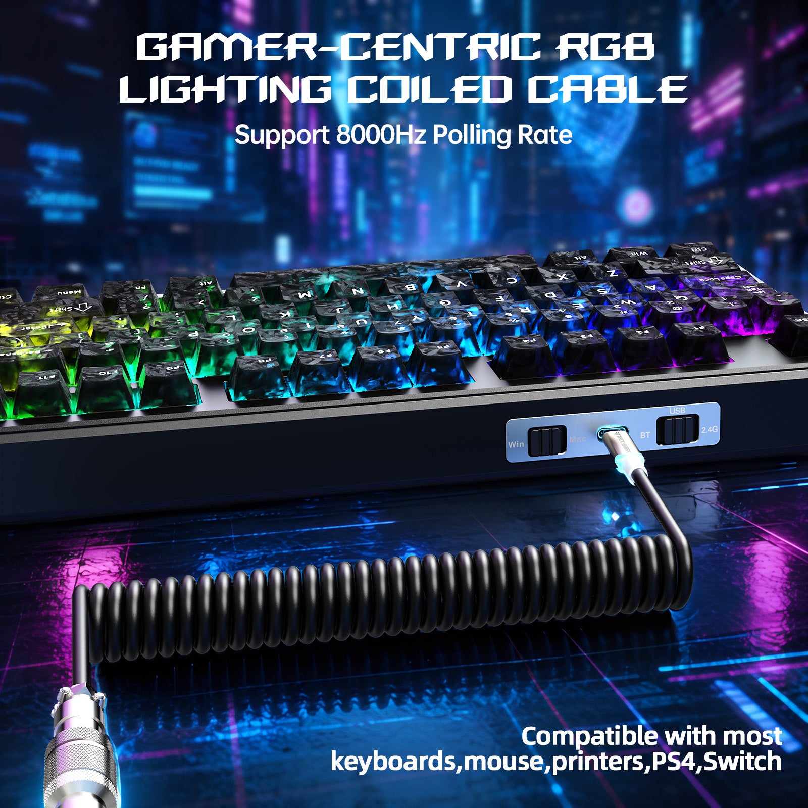 Clavier Gaming Sans Fil ATTACK SHARK X87 ULTRA avec Récepteur 8KHz et Câble RGB en Spirale