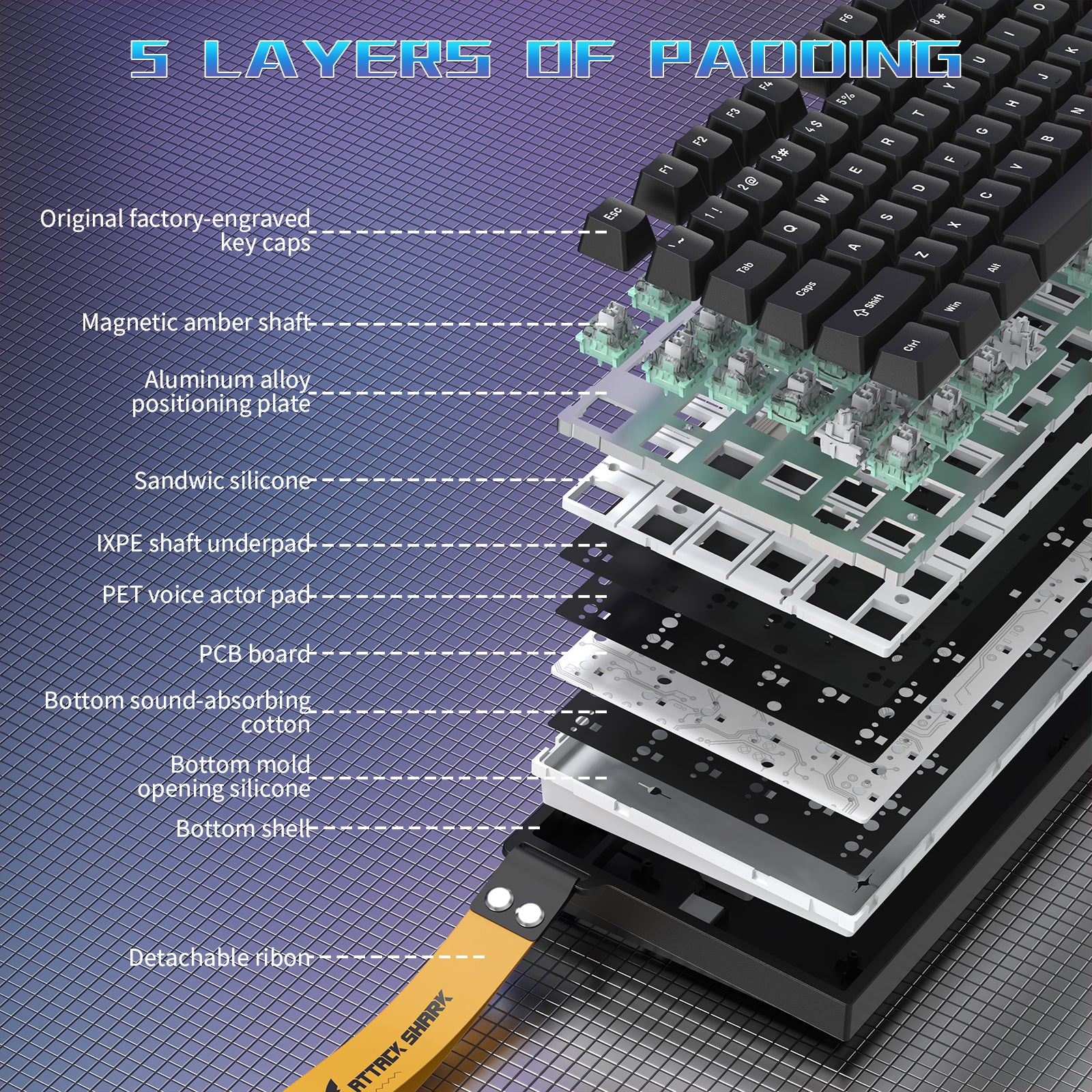 Clavier de jeu filaire ATTACK SHARK R82 HE 75 % avec câble LED C01ULTRA