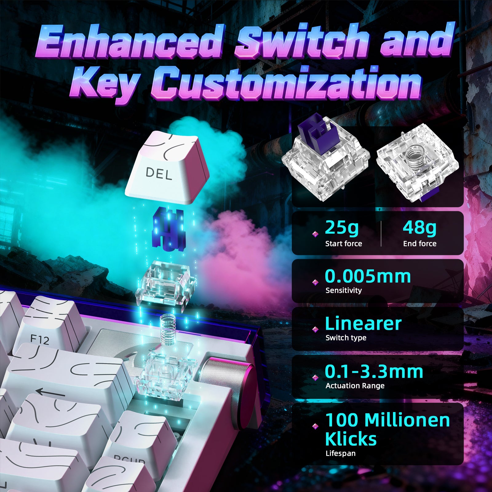 Clavier à déclenchement rapide ATTACK SHARK R85 HE avec câble LED C01ULTRA