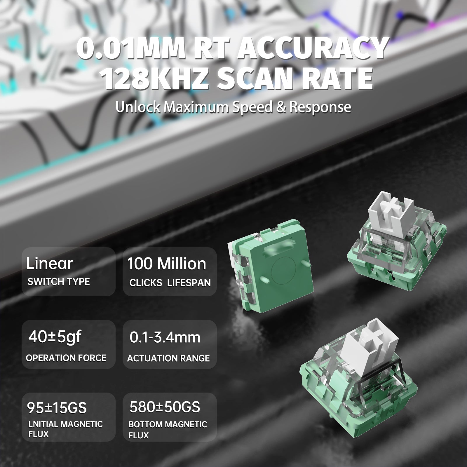 ATTACK SHARK X65PRO HE Clavier à déclenchement rapide sans fil avec switch magnétique