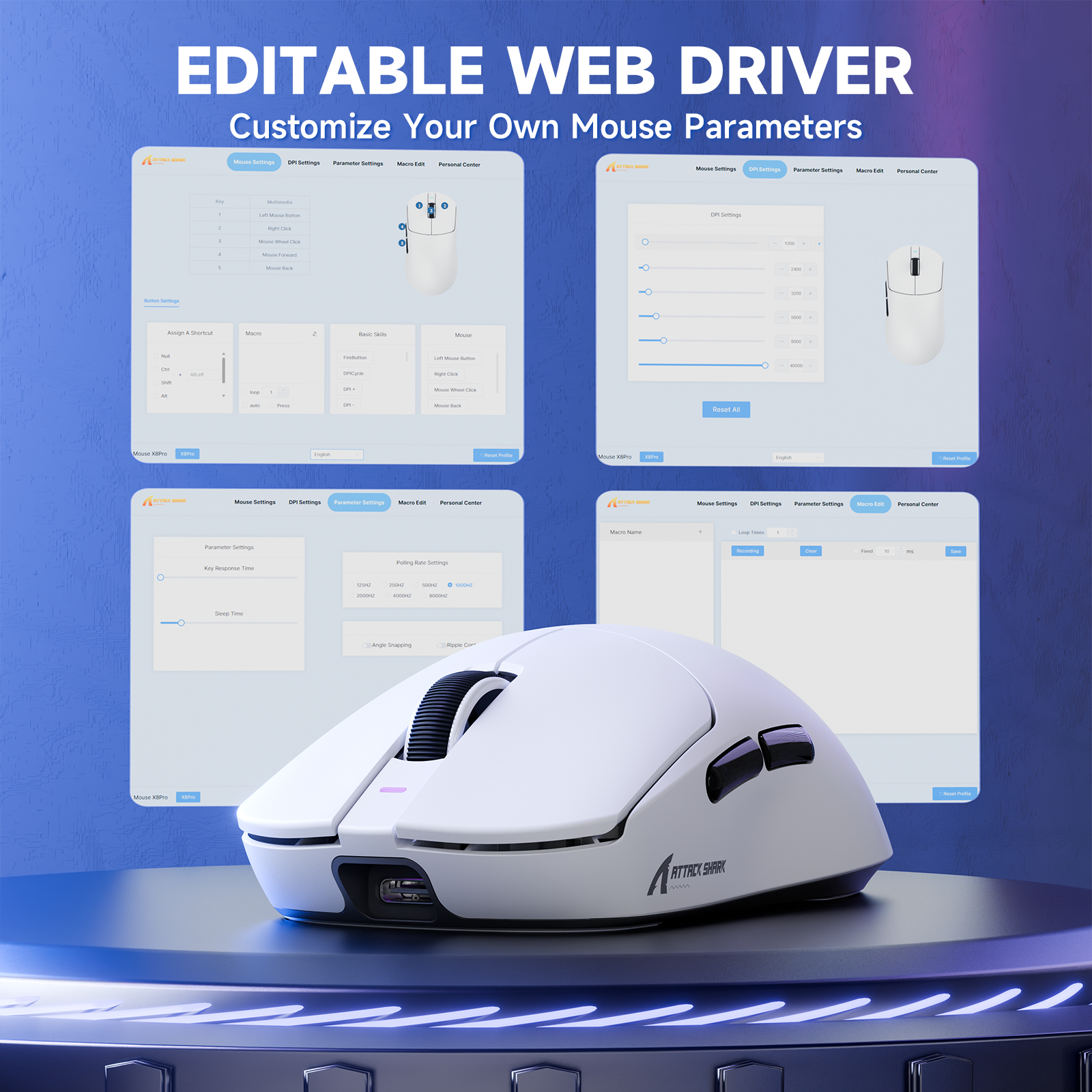 SOURIS DE JEUX ULTRA-LÉGÈRE WI-FI ATTACK SHARK X8PRO & CABLE C06ULTRA