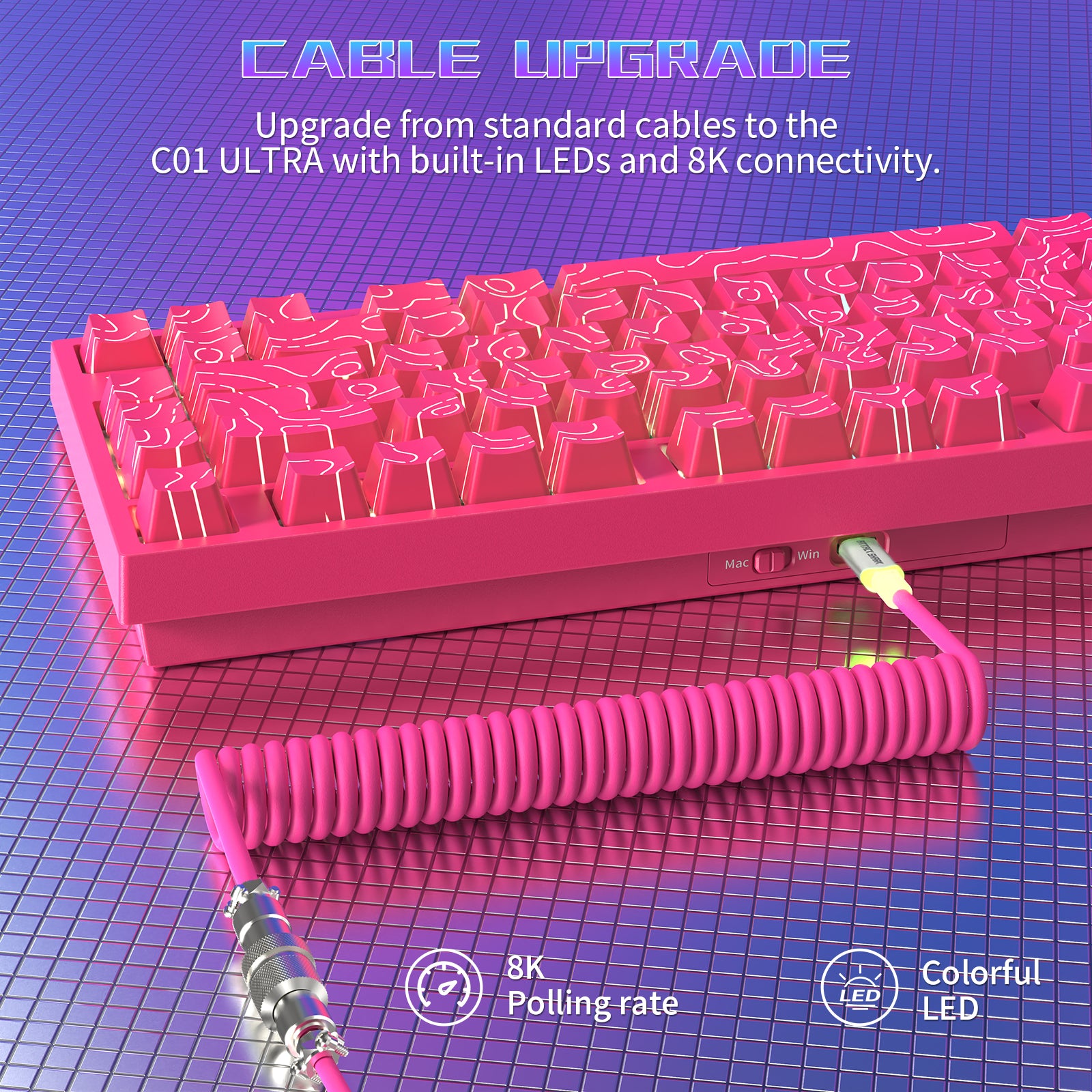 Clavier de jeu filaire ATTACK SHARK R82 HE 75 % avec câble LED C01ULTRA