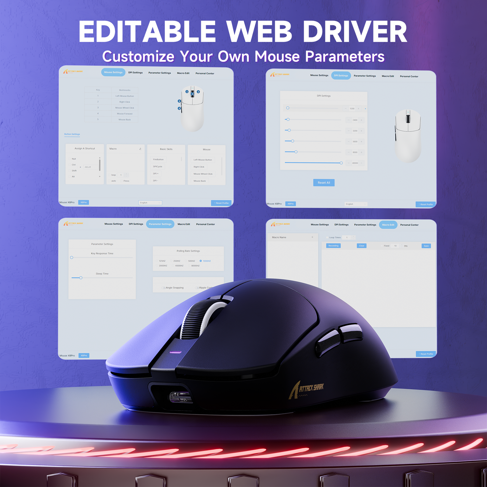 SOURIS DE JEUX ULTRA-LÉGÈRE WI-FI ATTACK SHARK X8PRO & CABLE C06ULTRA