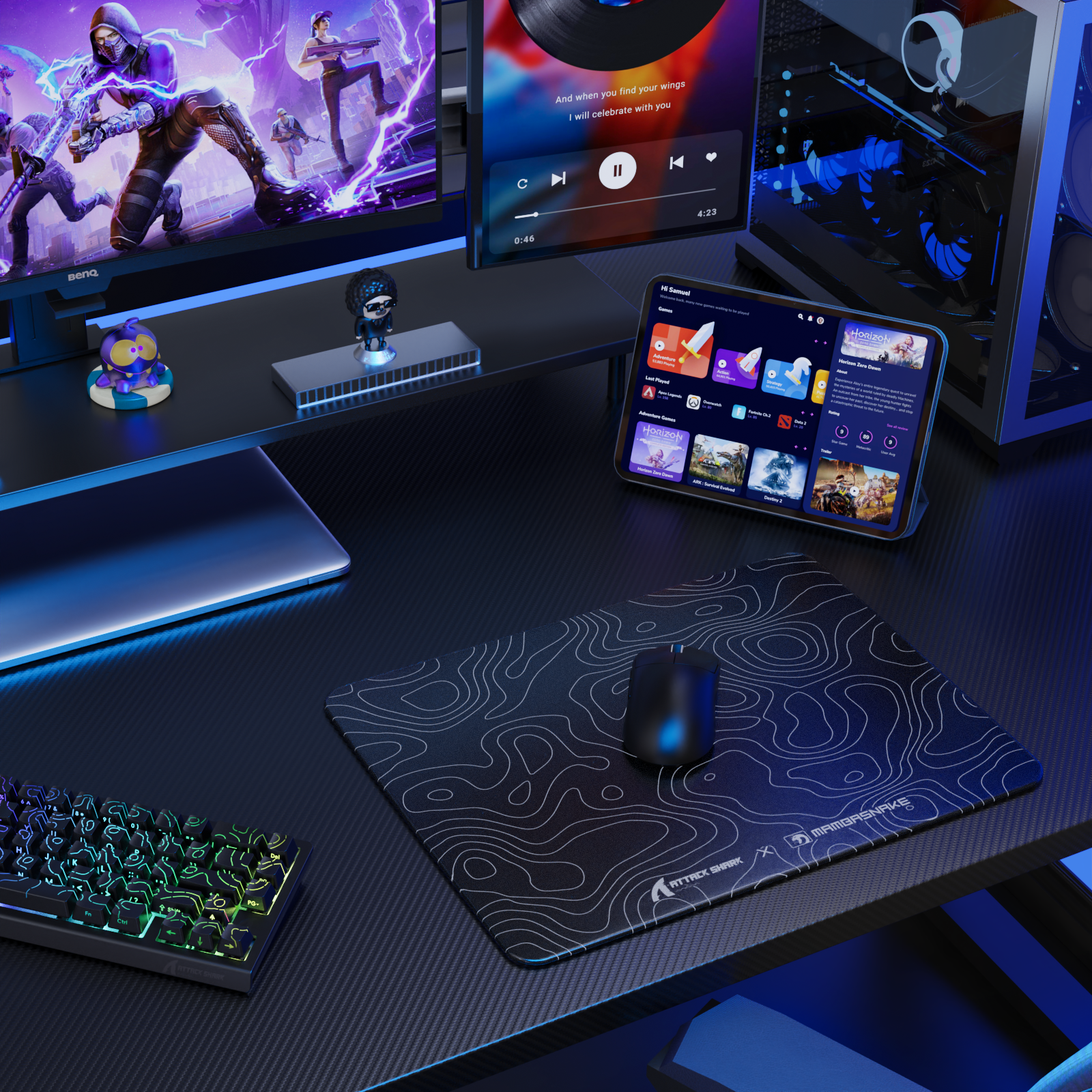 Tapis de souris gaming en verre trempé ATTACK SHARK CM05