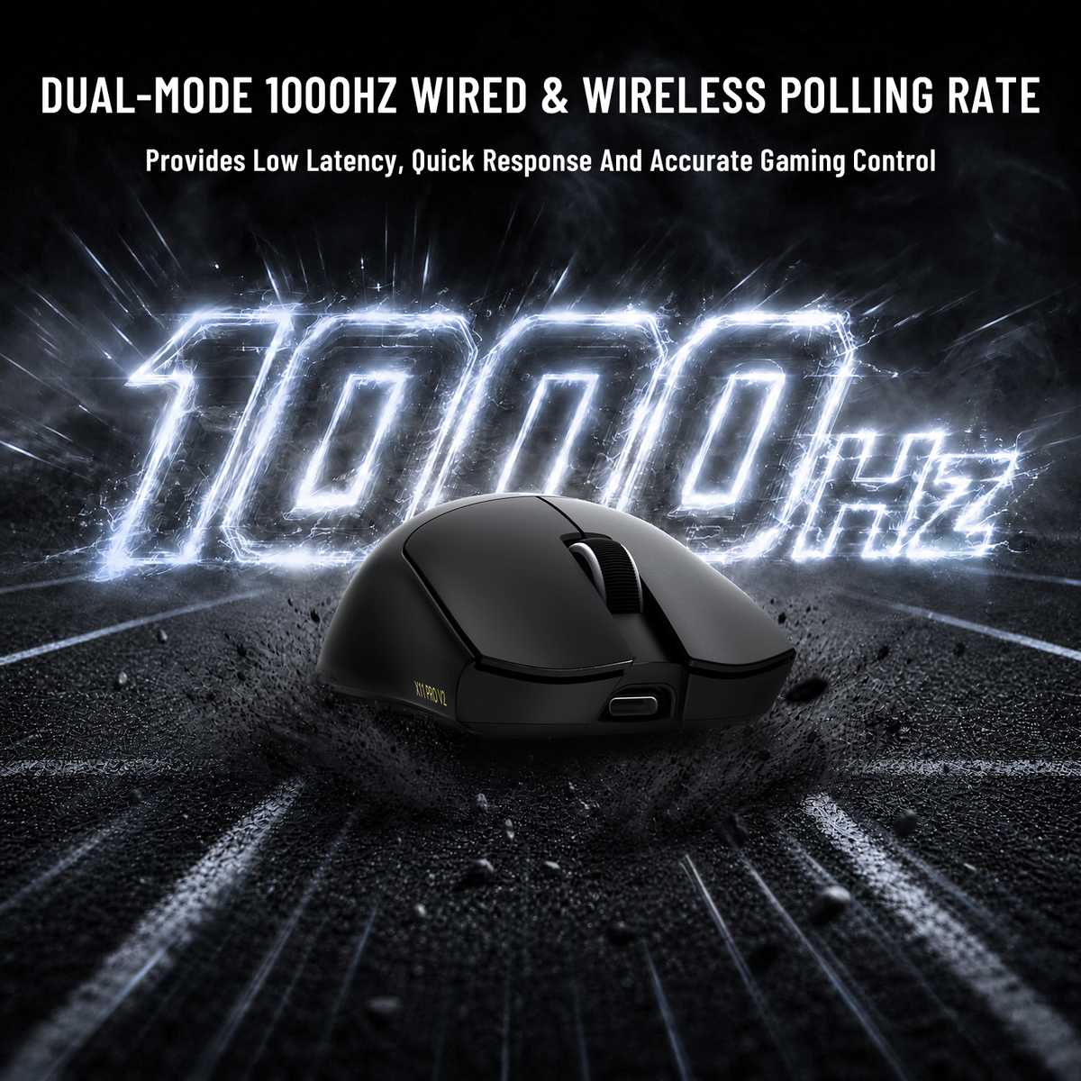 Souris de jeu sans fil ATTACK SHARK X11 PRO V2 avec écran TFT, station de charge et câble enroulé C06
