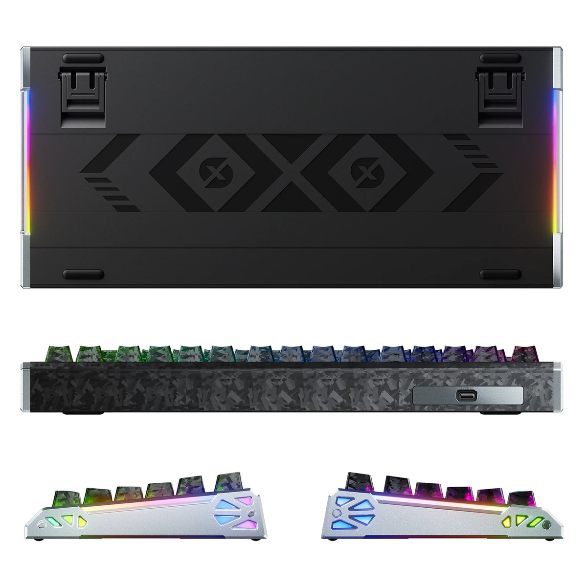 Clavier gaming filaire ATTACK SHARK R86 HE en fibre de carbone avec déclenchement rapide, switches magnétiques, câble spiralé RGB C01 ULTRA