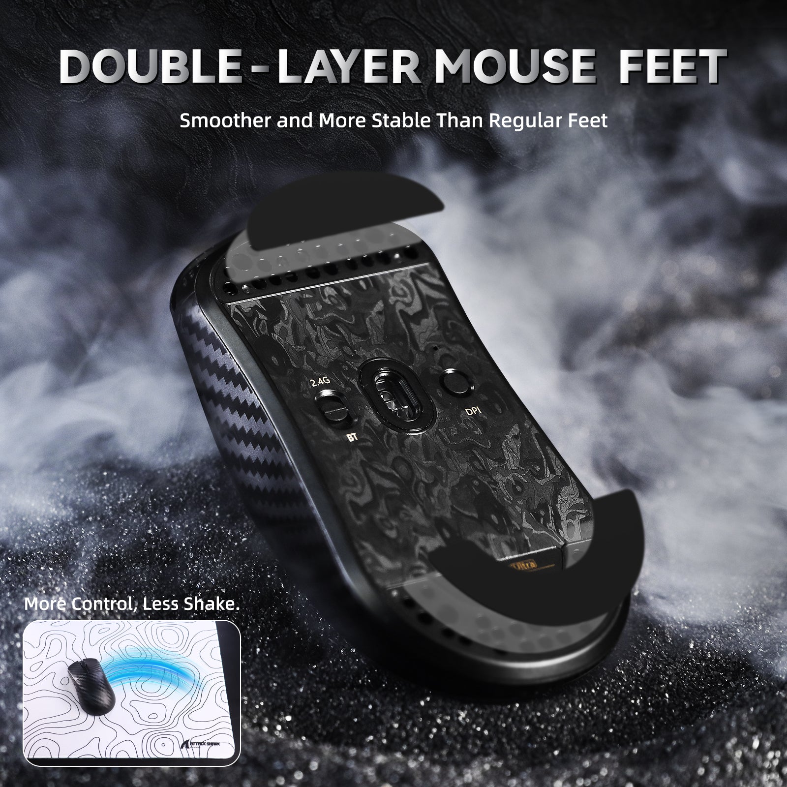 Souris de jeu sans fil ATTACK SHARK R11 ULTRA en fibre de carbone 8K PAW3950MAX avec câble LED Ultra C06