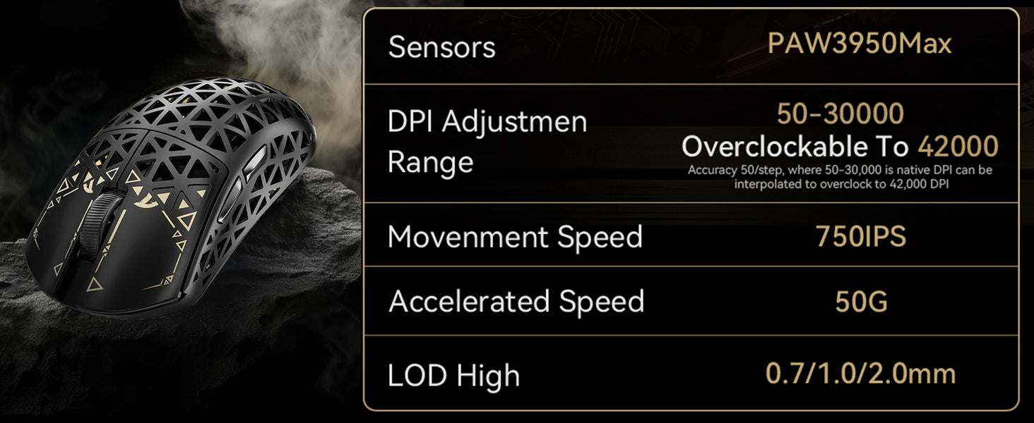 Souris de jeu sans fil 8K ATTACK SHARK R5 Ultra en fibre de carbone PAW3950MAX