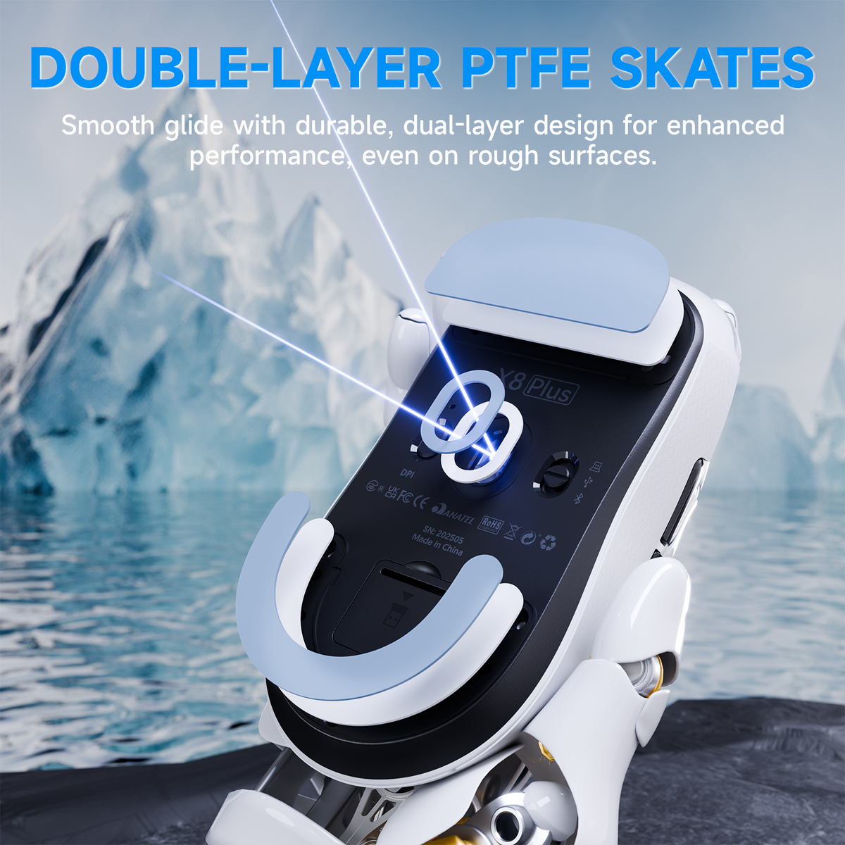 Souris de jeu sans fil tri-mode ATTACK SHARK X8 PLUS avec câble C06 ULTRA