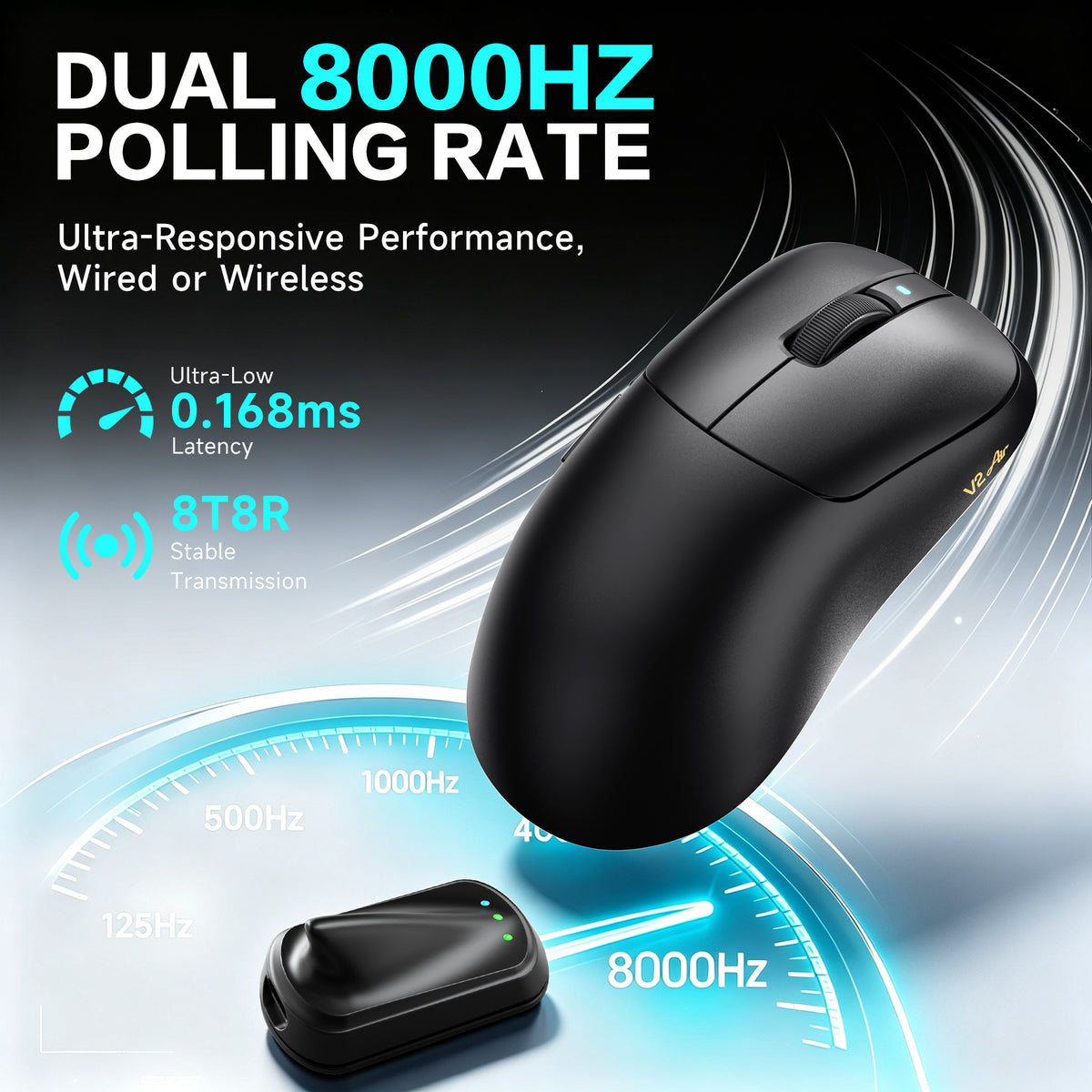 Souris gaming sans fil ergonomique ATTACK SHARK V2 AIR PAW3955MAX