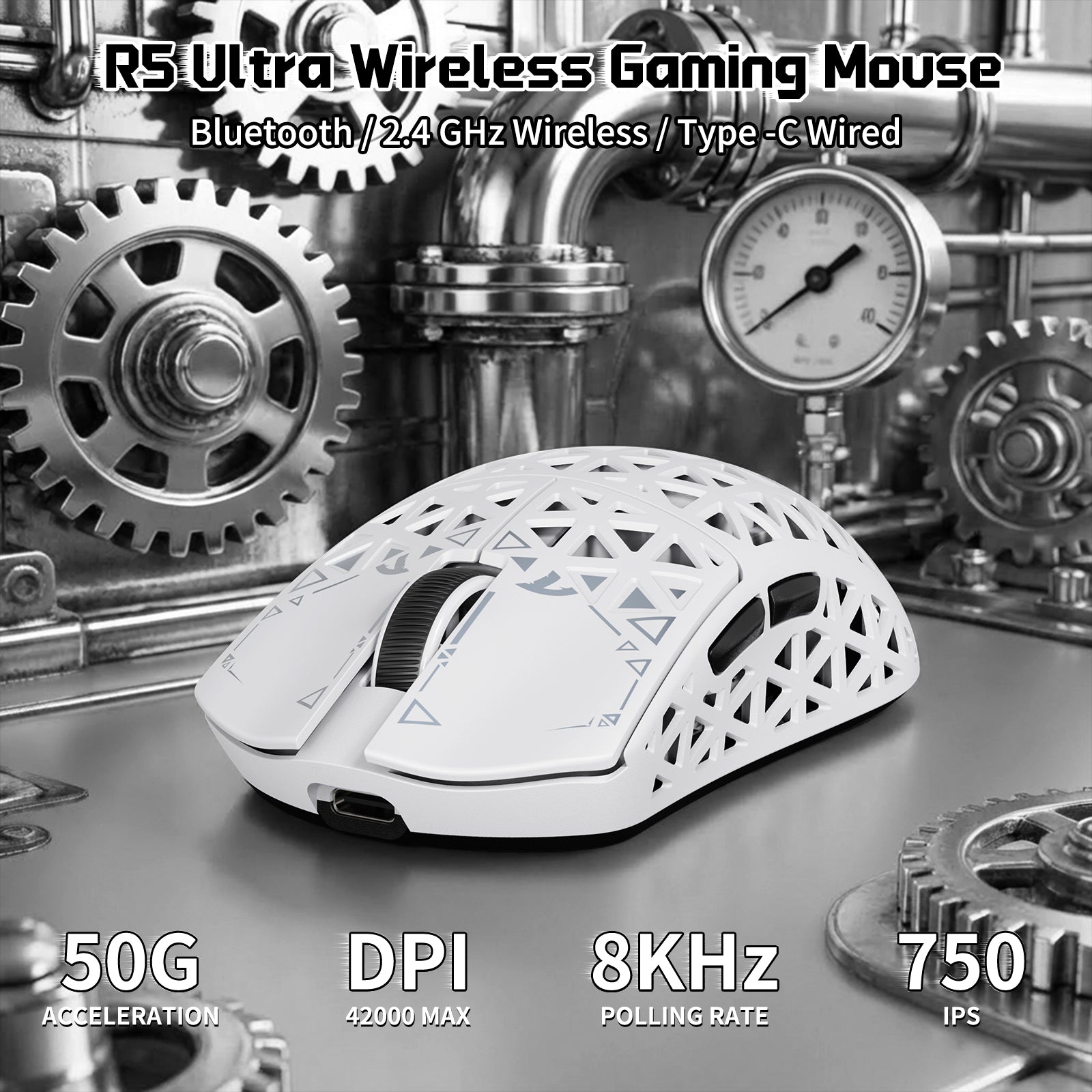 Pack gaming ATTACK SHARK R68 HE & R5 ULTRA en fibre de carbone avec câble enroulé Ultra C01