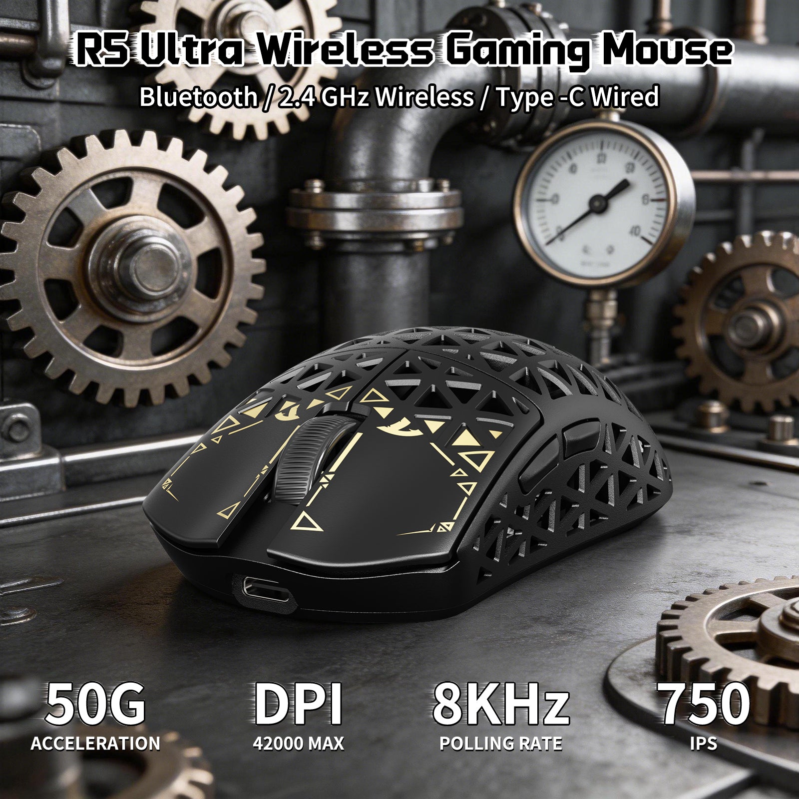 Pack gaming ATTACK SHARK R68 HE & R5 ULTRA en fibre de carbone avec câble enroulé Ultra C01