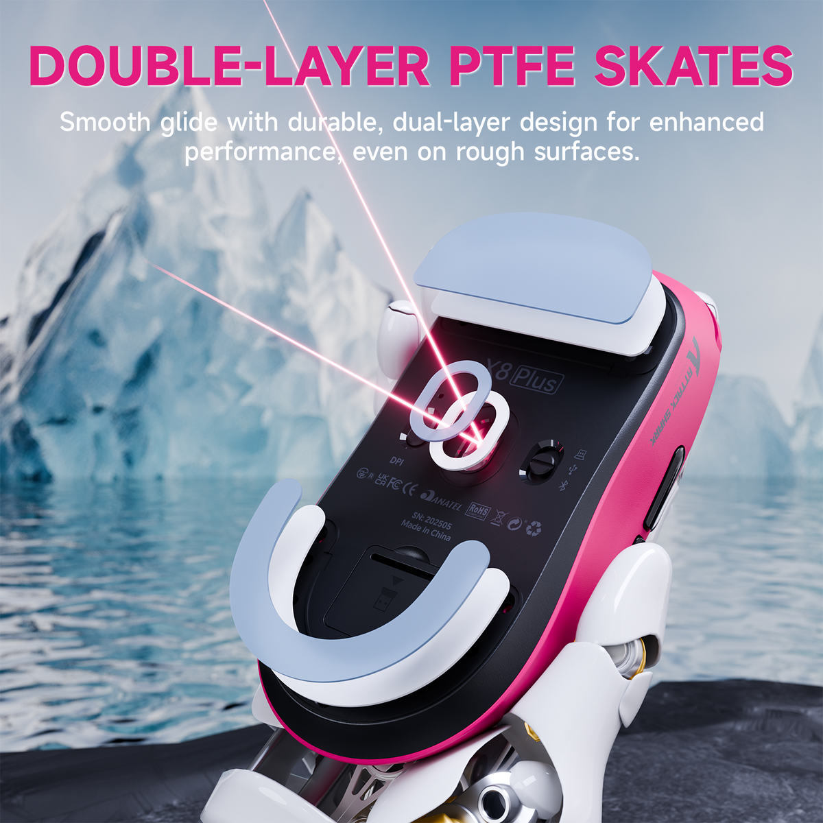 Souris de jeu sans fil tri-mode ATTACK SHARK X8 PLUS avec câble C06 ULTRA