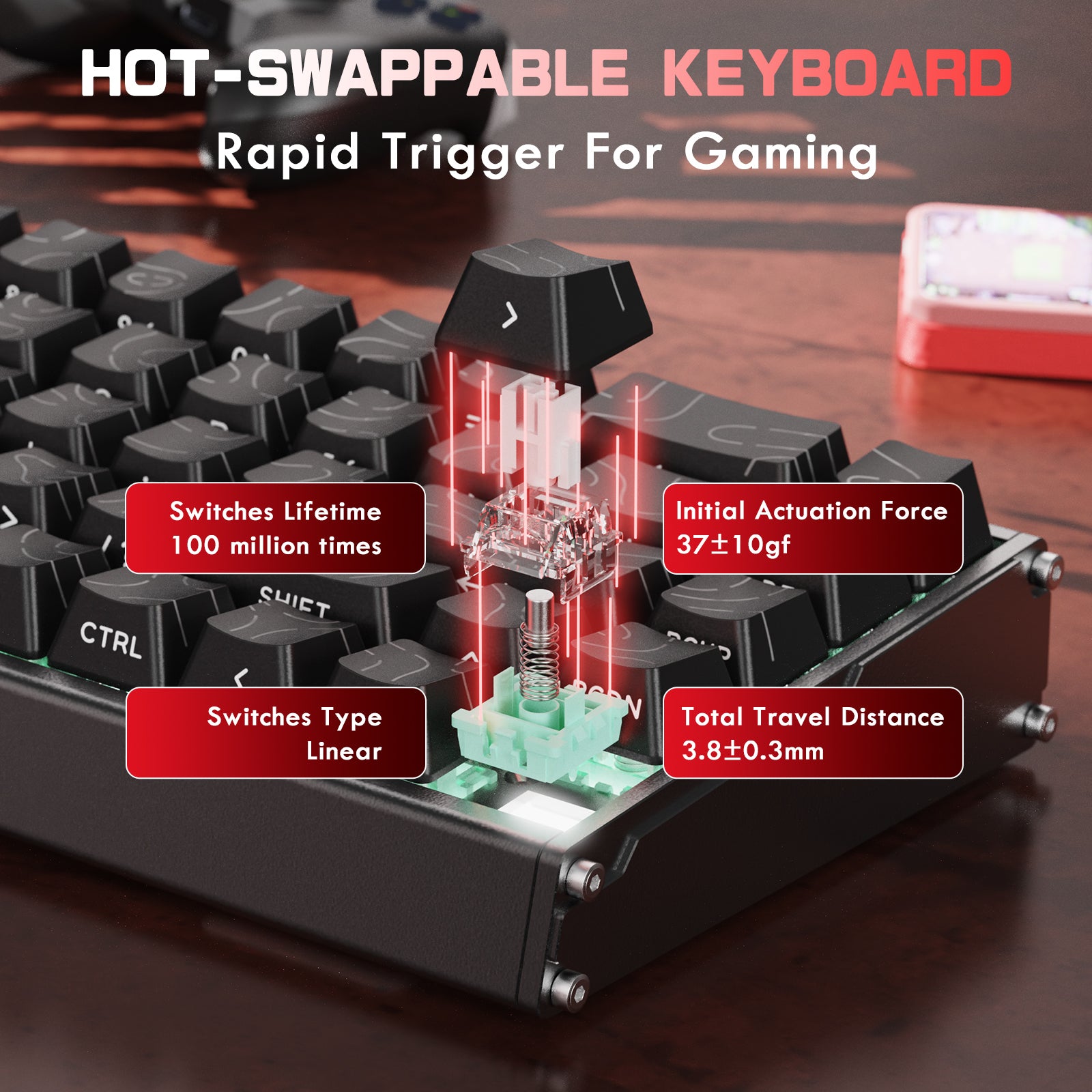Clavier en aluminium CNC à déclenchement rapide ATTACK SHARK X68MAX HE avec interrupteur magnétique et câble enroulé RGB C01Ultra