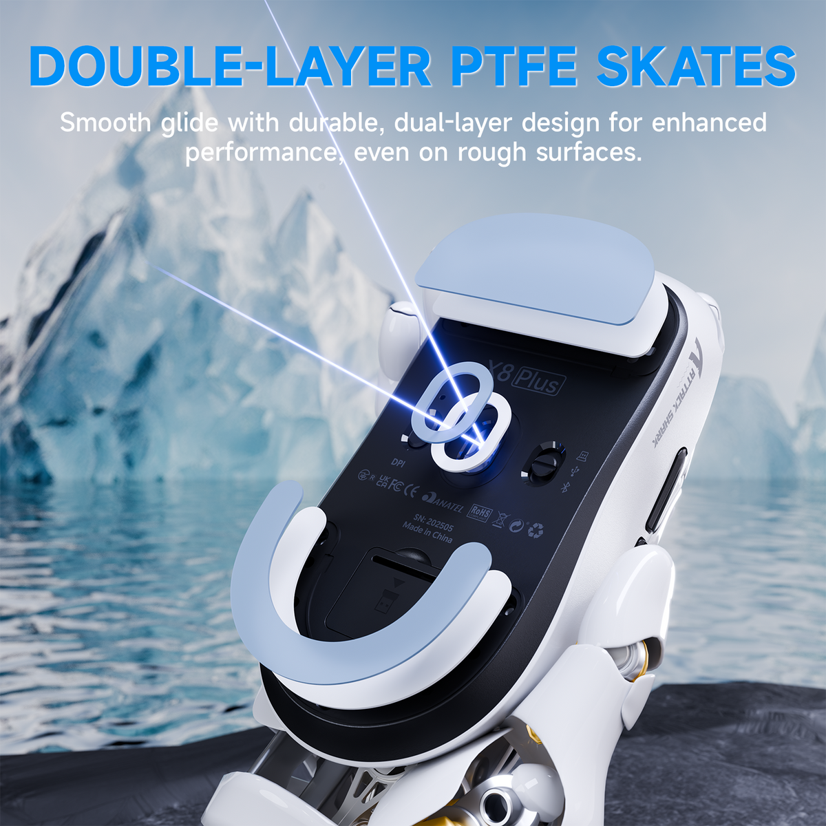 Souris de jeu sans fil tri-mode ATTACK SHARK X8 PLUS avec câble C06 ULTRA