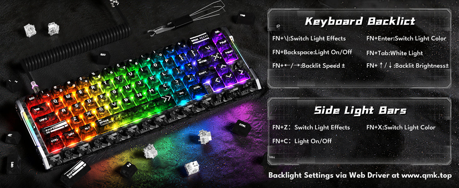 Clavier filaire à déclenchement rapide en fibre de carbone ATTACK SHARK R68 HE avec interrupteur magnétique et câble RGB en spirale C01 Ultra