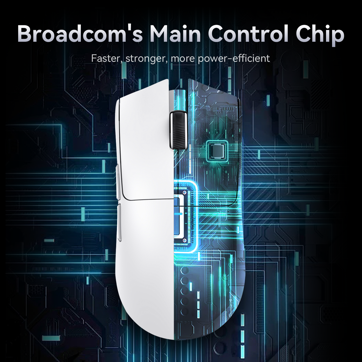 ATTACK SHARK X11 wireless gaming mouse featuring Broadcom's main control chip for enhanced performance.