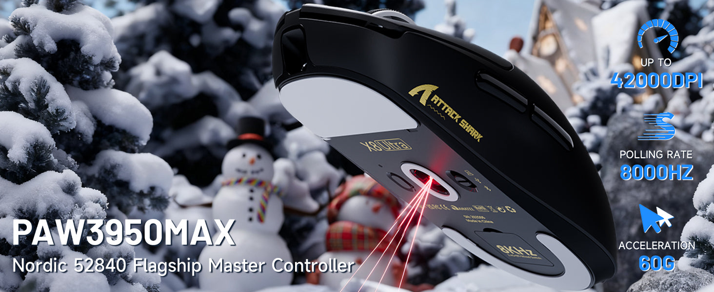 Souris de jeu sans fil ATTACK SHARK X8 Ultra 8KHz avec câble C06 Ultra
