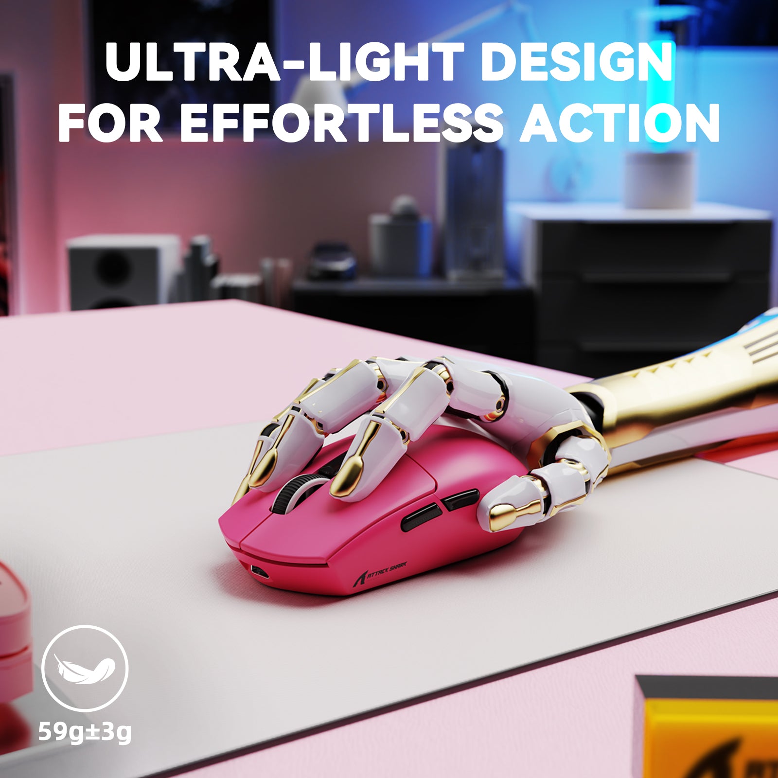 Souris de jeu sans fil tri-mode ATTACK SHARK G3PRO avec station de charge 25 000 DPI ultra légère