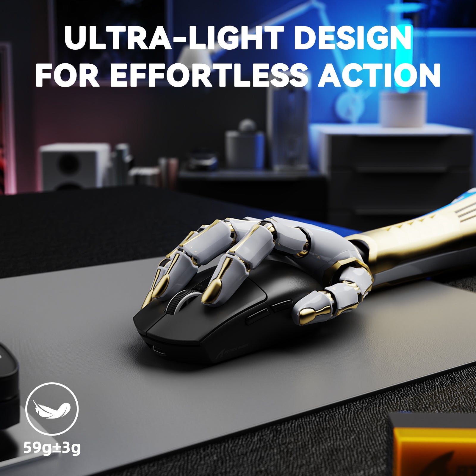 Souris de jeu sans fil tri-mode ATTACK SHARK G3PRO avec station de charge 25 000 DPI ultra légère