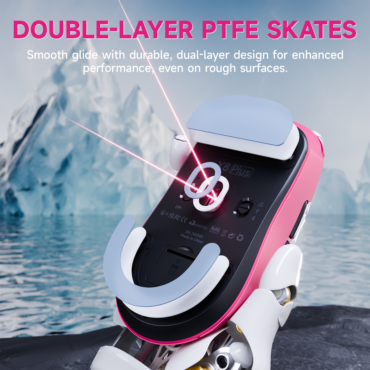 Souris de jeu sans fil tri-mode ATTACK SHARK X8 PLUS avec câble C06 ULTRA