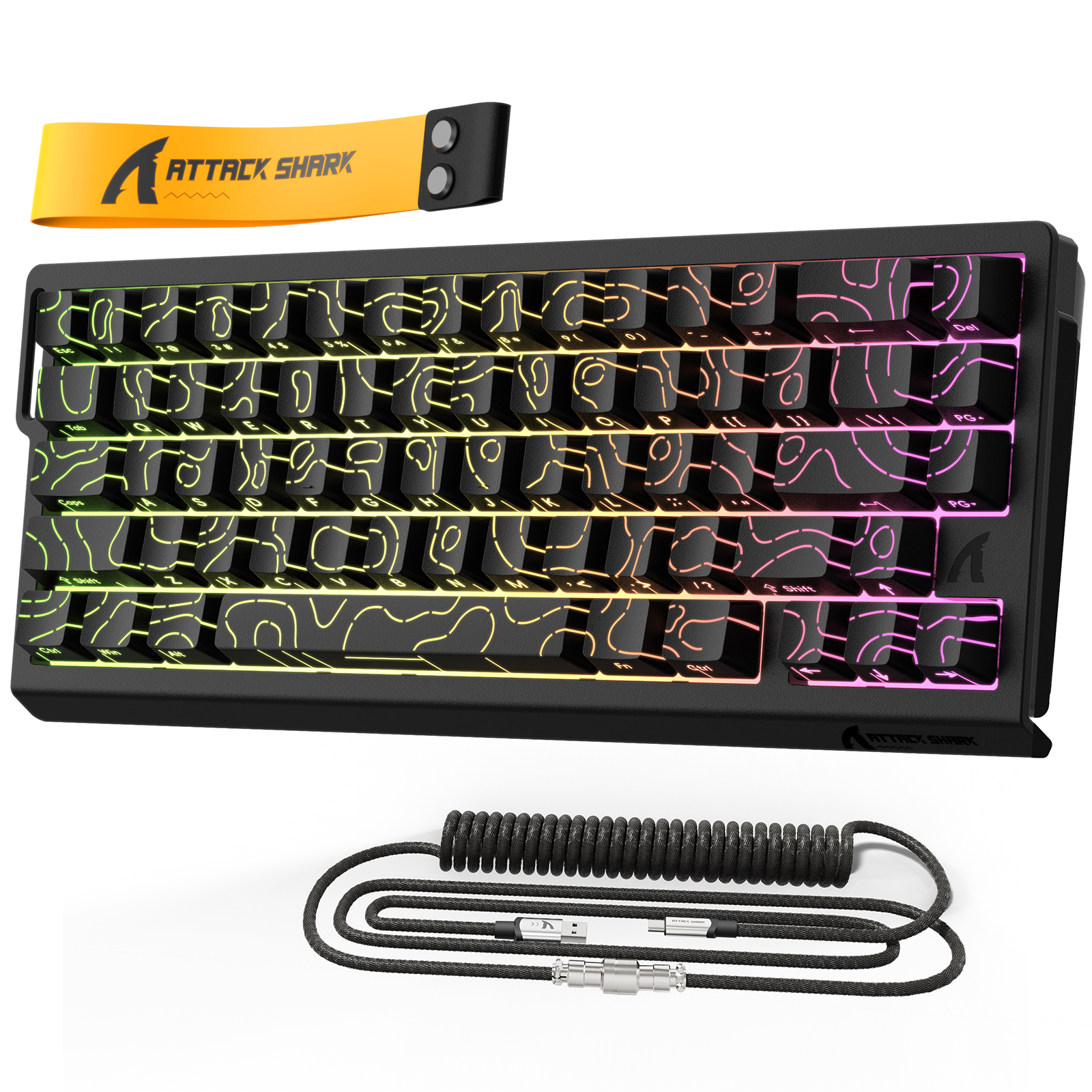 Clavier à déclenchement rapide à interrupteur magnétique ATTACK SHARK X68 HE avec câble enroulé C01PRO