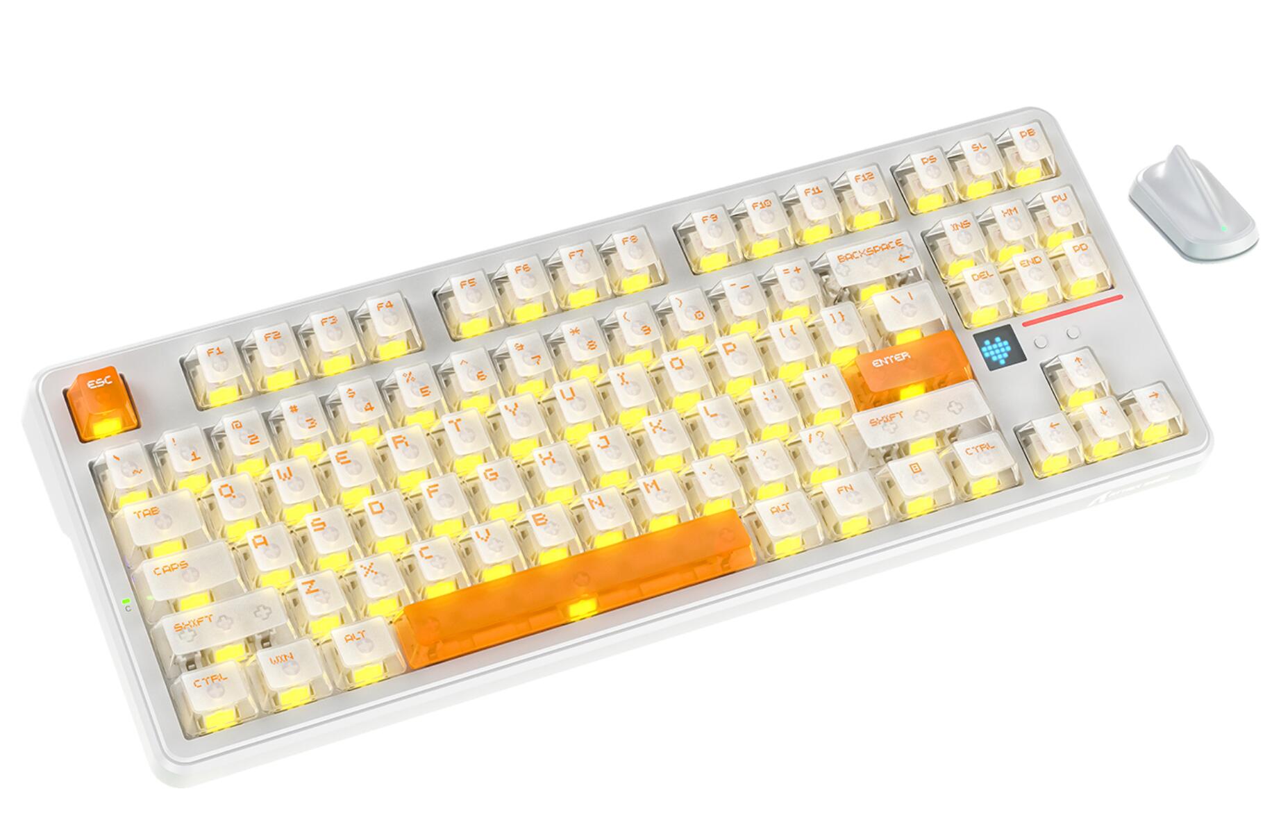 Clavier de jeu sans fil ATTACK SHARK X87 ULTRA avec récepteur 8K et câble spiralé RGB