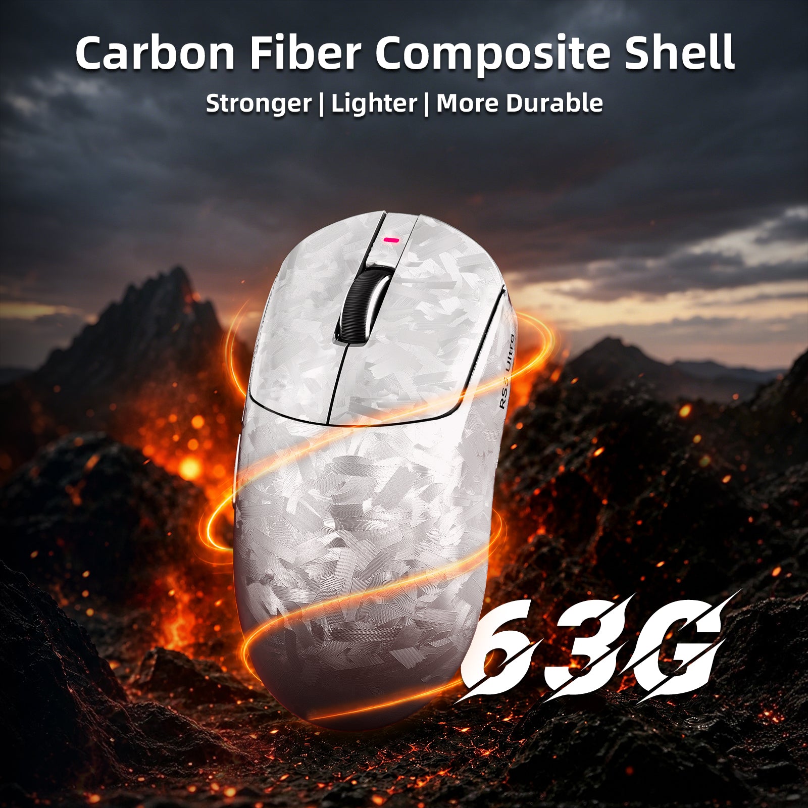 Souris de jeu sans fil ATTACK SHARK RS3 ULTRA en fibre de carbone PAW3955MAX avec câble LED Ultra C06