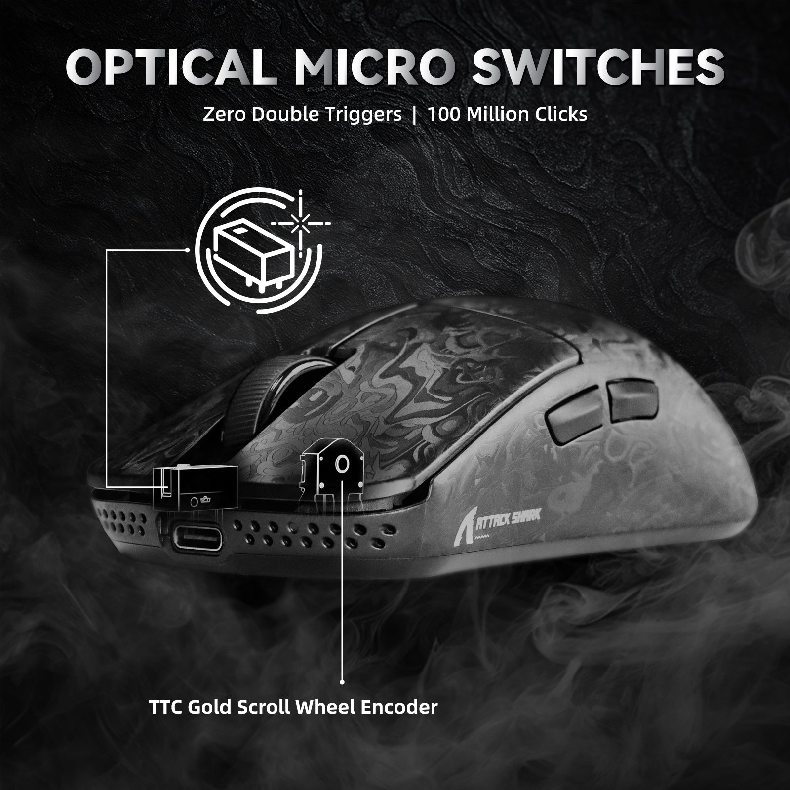 Souris de jeu sans fil ATTACK SHARK R11 ULTRA en fibre de carbone 8K PAW3950MAX