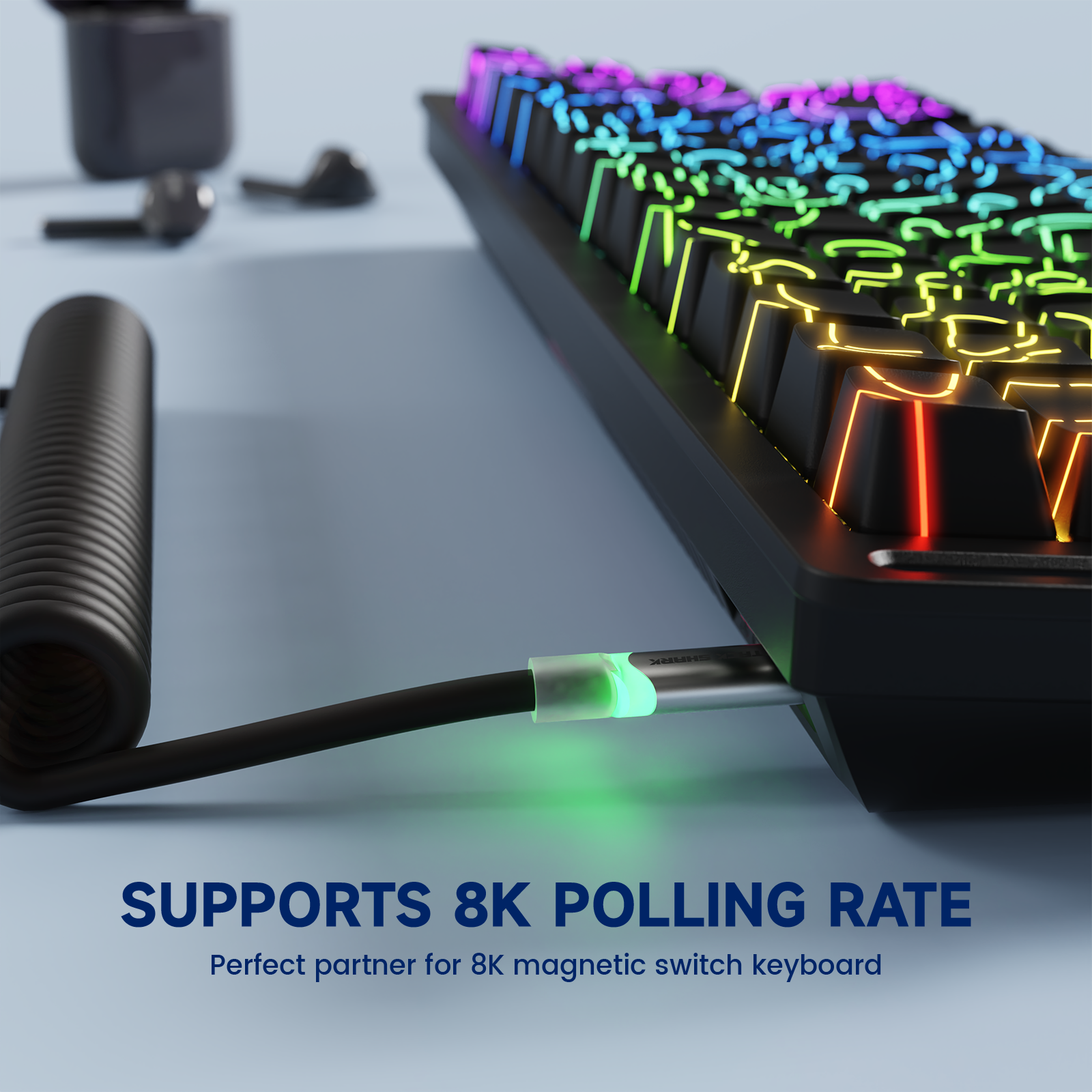 Clavier de jeu sans fil ATTACK SHARK X87 ULTRA avec récepteur 8K et câble spiralé RGB