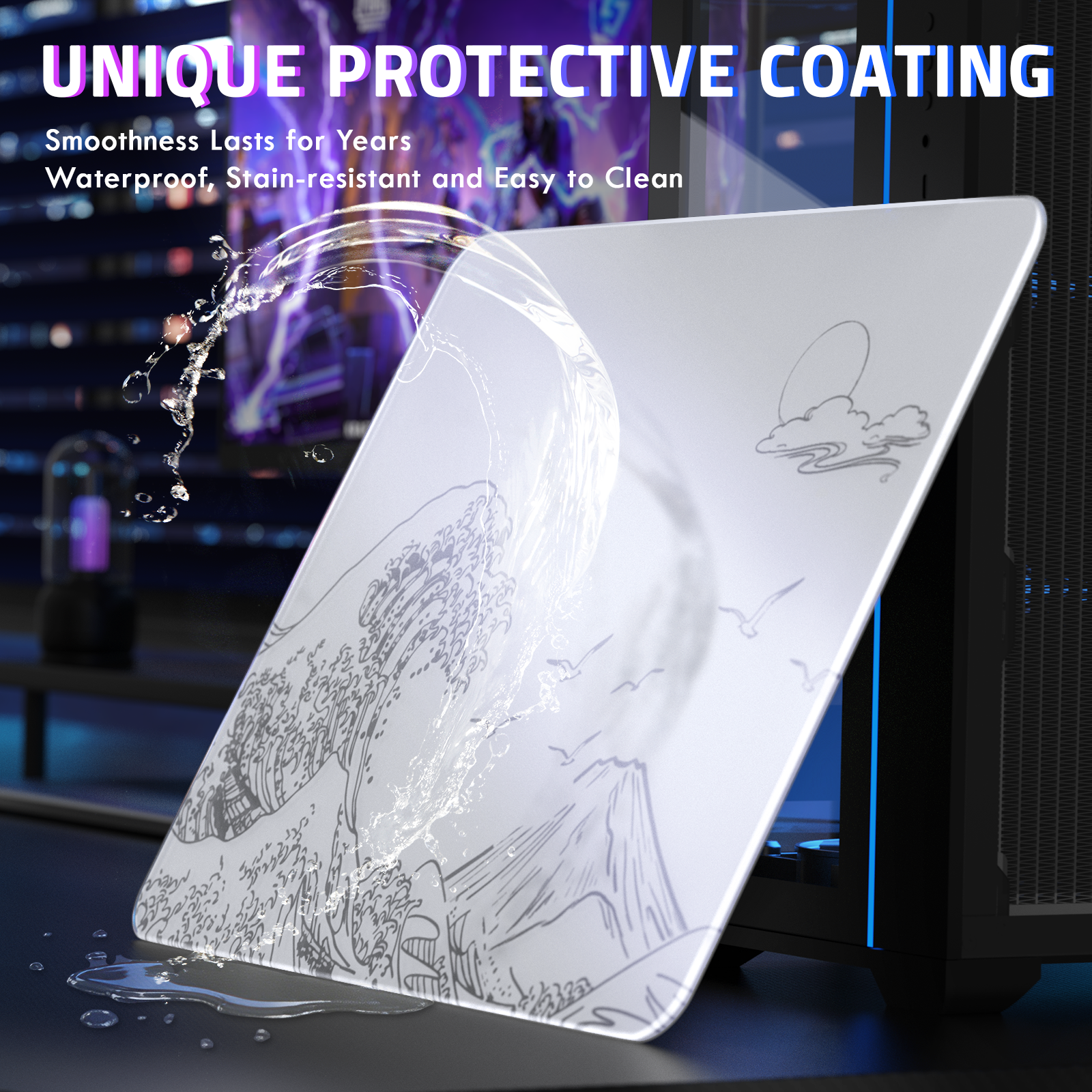Tapis de souris gaming en verre trempé ATTACK SHARK CM05