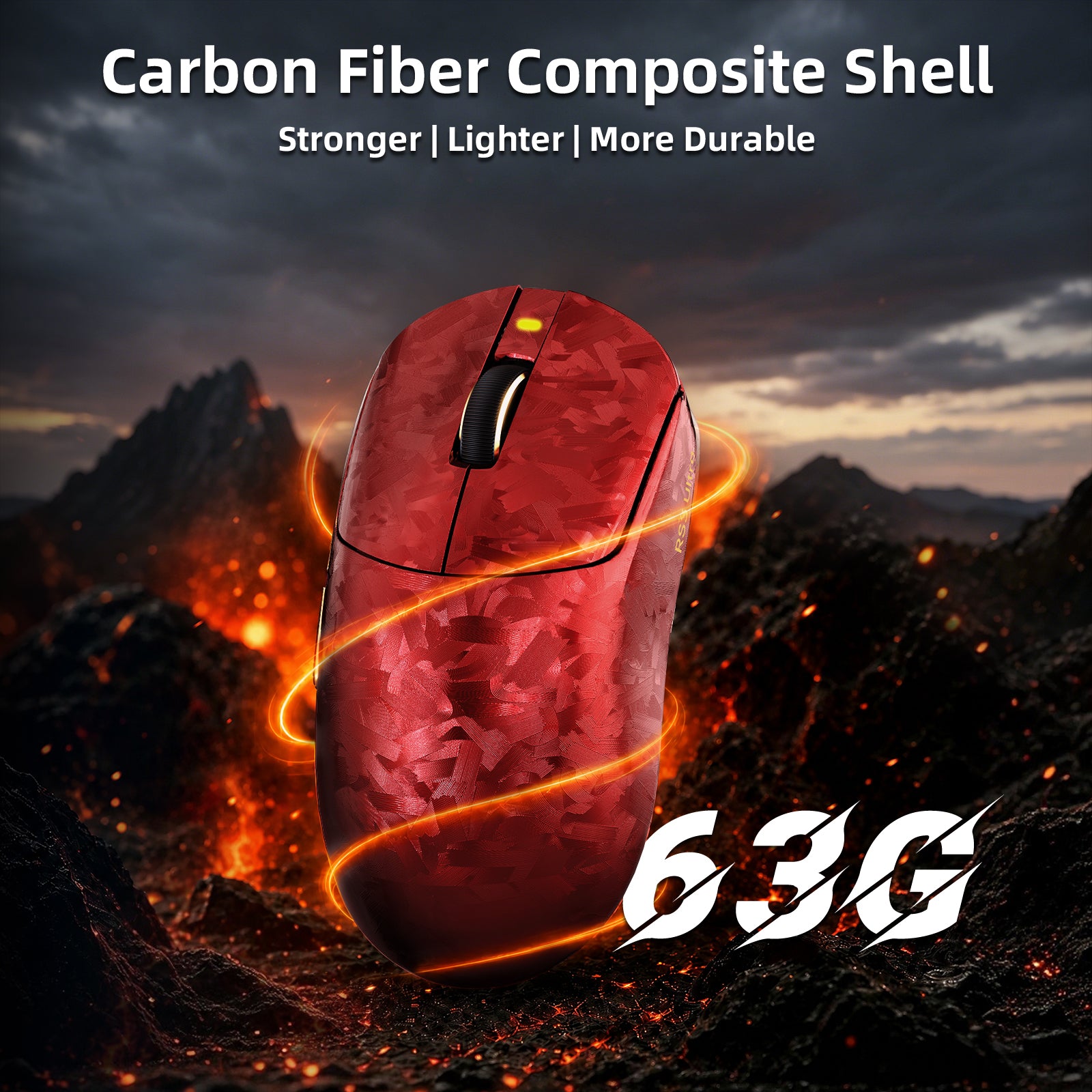 Souris de jeu sans fil ATTACK SHARK RS3 ULTRA en fibre de carbone PAW3955MAX avec câble LED Ultra C06