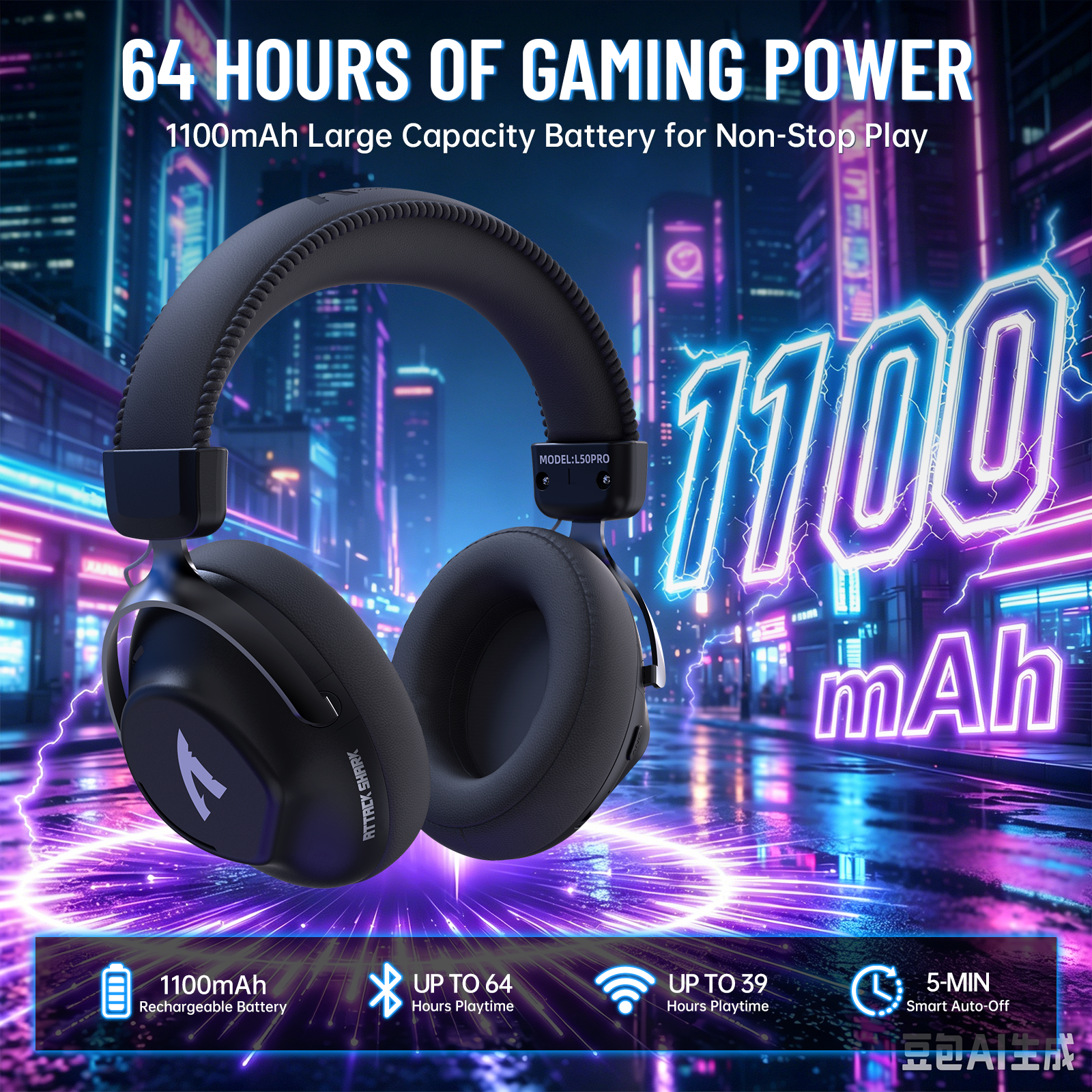 Casque de jeu sans fil ATTACK SHARK L50 PRO à trois modes
