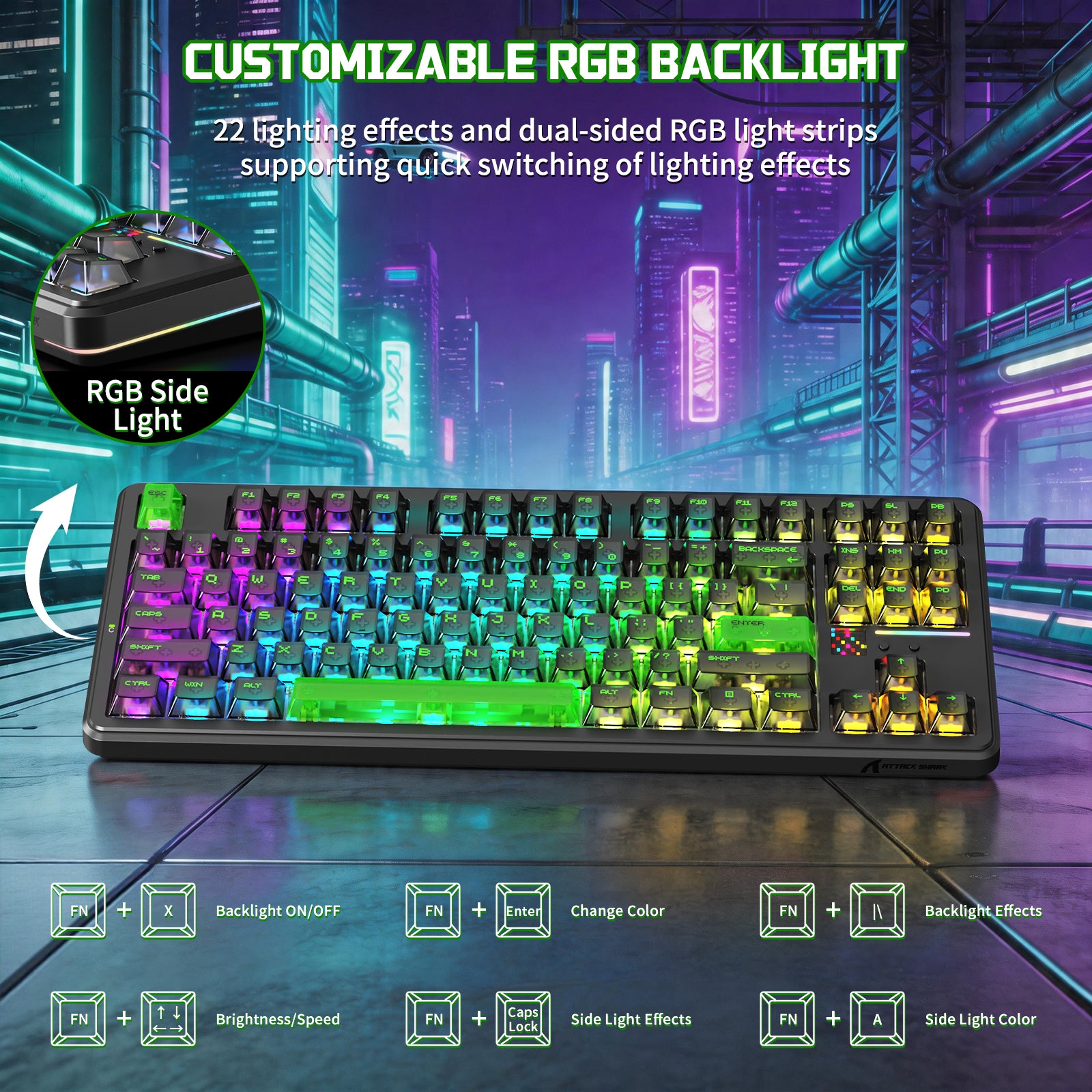 Clavier Mécanique Sans Fil ATTACK SHARK X87 ULTRA avec Récepteur Sans Fil 8K