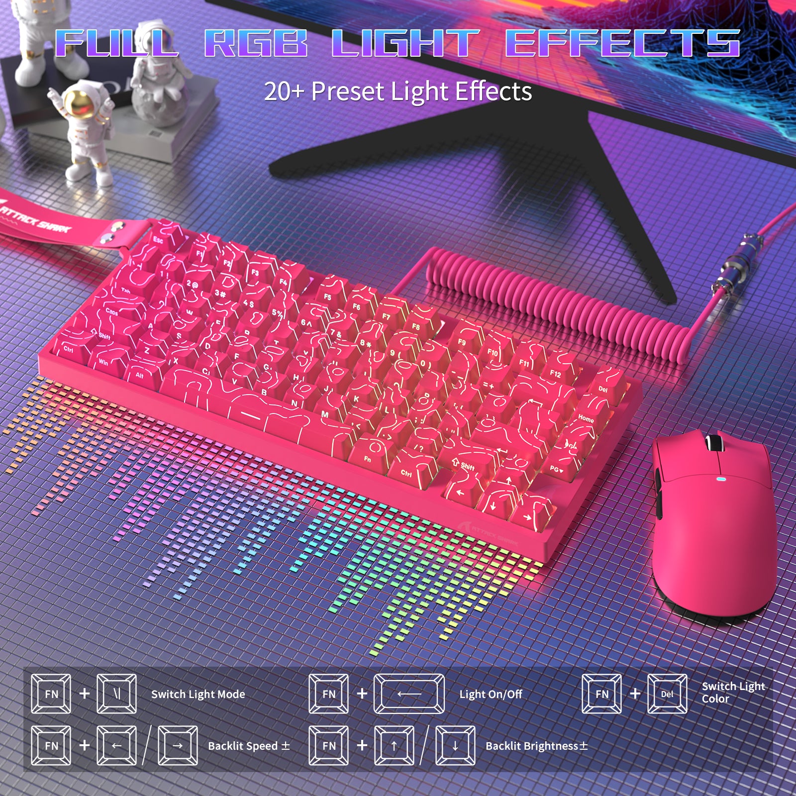 Clavier de jeu filaire ATTACK SHARK R82 HE 75 % avec câble LED C01ULTRA