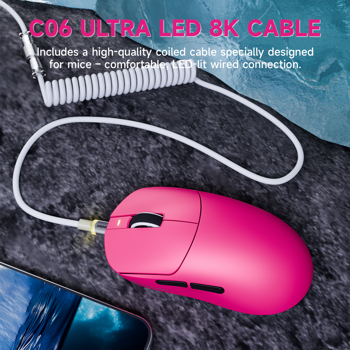 Souris de jeu sans fil tri-mode ATTACK SHARK X8 PLUS avec câble C06 ULTRA