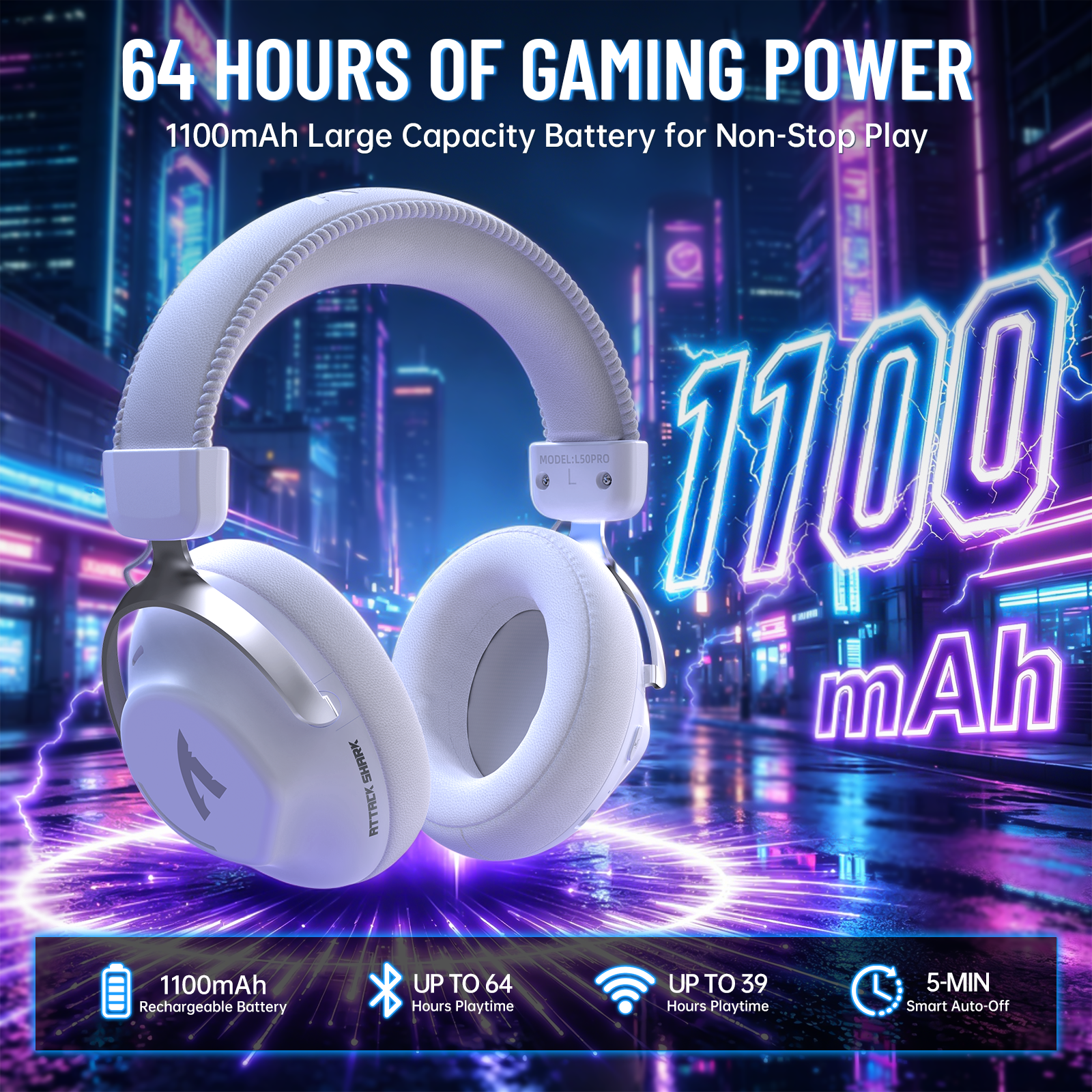 Casque de jeu sans fil ATTACK SHARK L50 PRO à trois modes