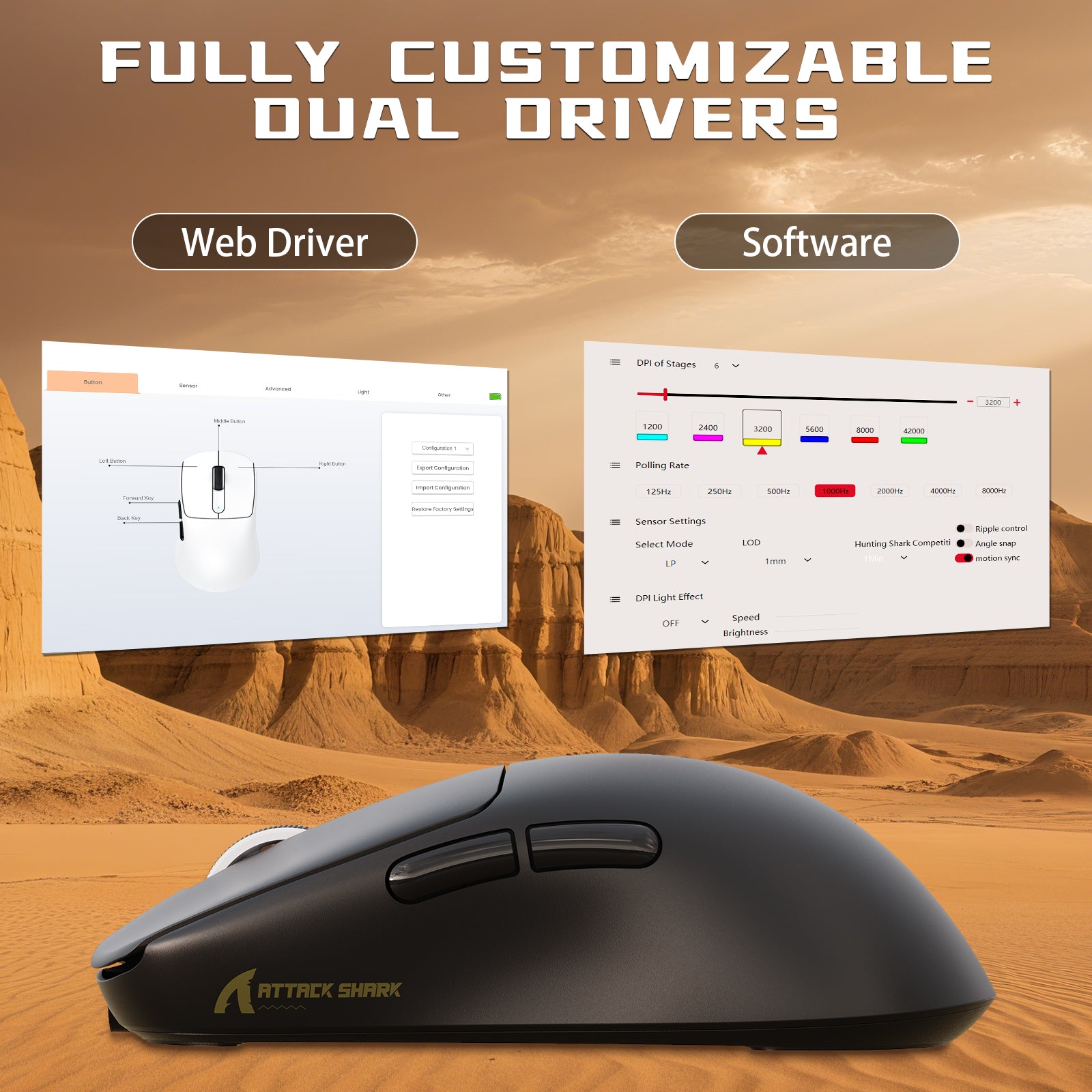 Souris de jeu sans fil ATTACK SHARK V5 8 kHz PAW3950MAX avec câble C06 Ultra