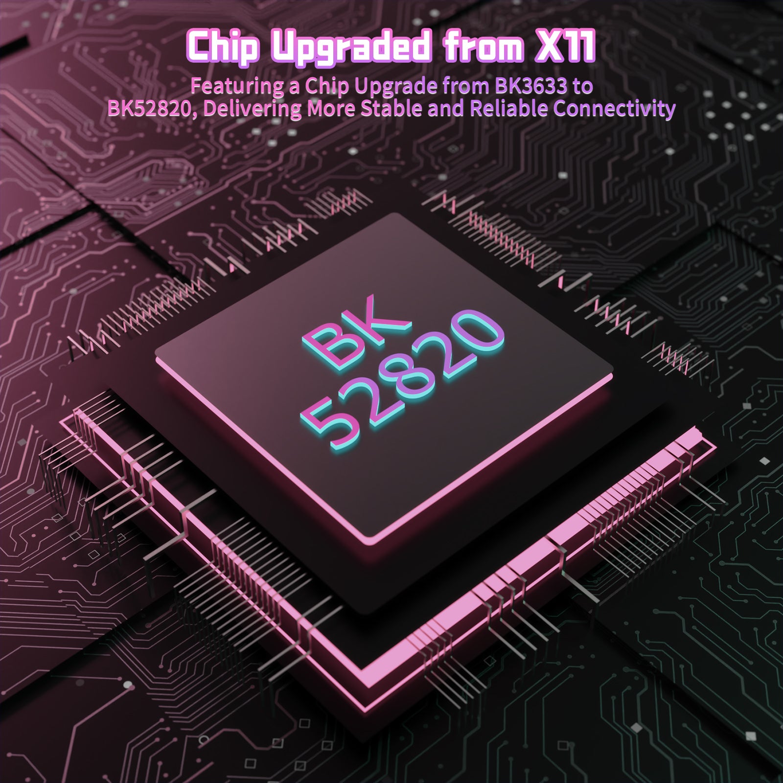 ATTACK SHARK X11SE mouse chip BK52820, upgraded from BK3633 for stable connectivity.