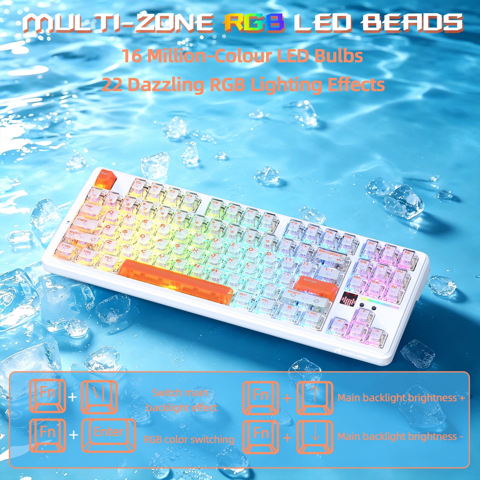 Clavier Gaming Sans Fil ATTACK SHARK X87 ULTRA avec Récepteur 8KHz et Câble RGB en Spirale