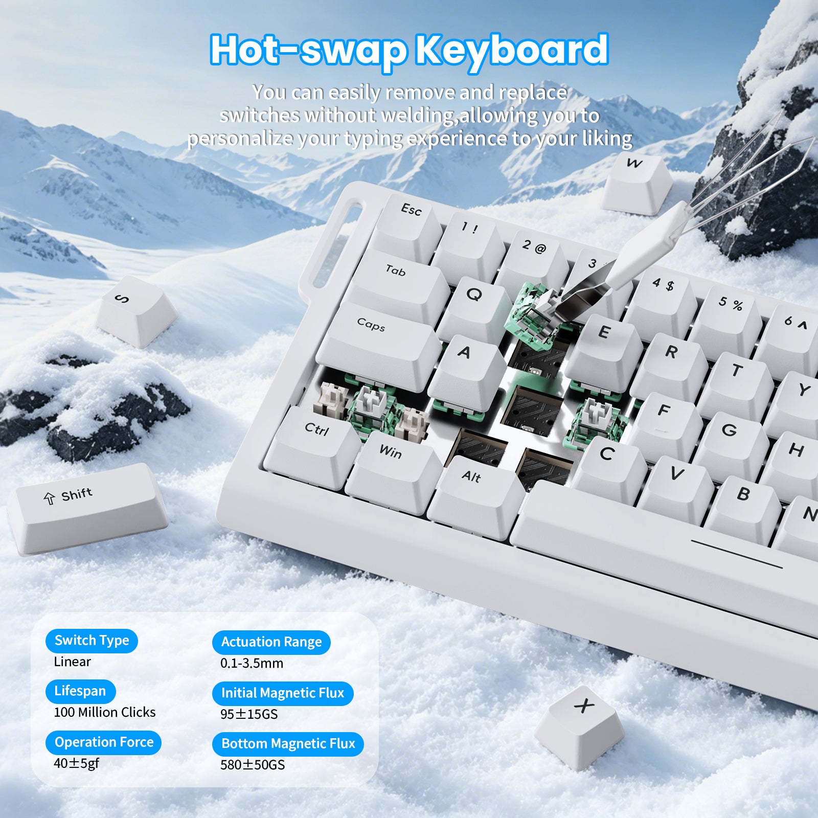 ATTACK SHARK X68 HE Clavier à déclenchement rapide avec switch magnétique et câble enroulé C01PRO