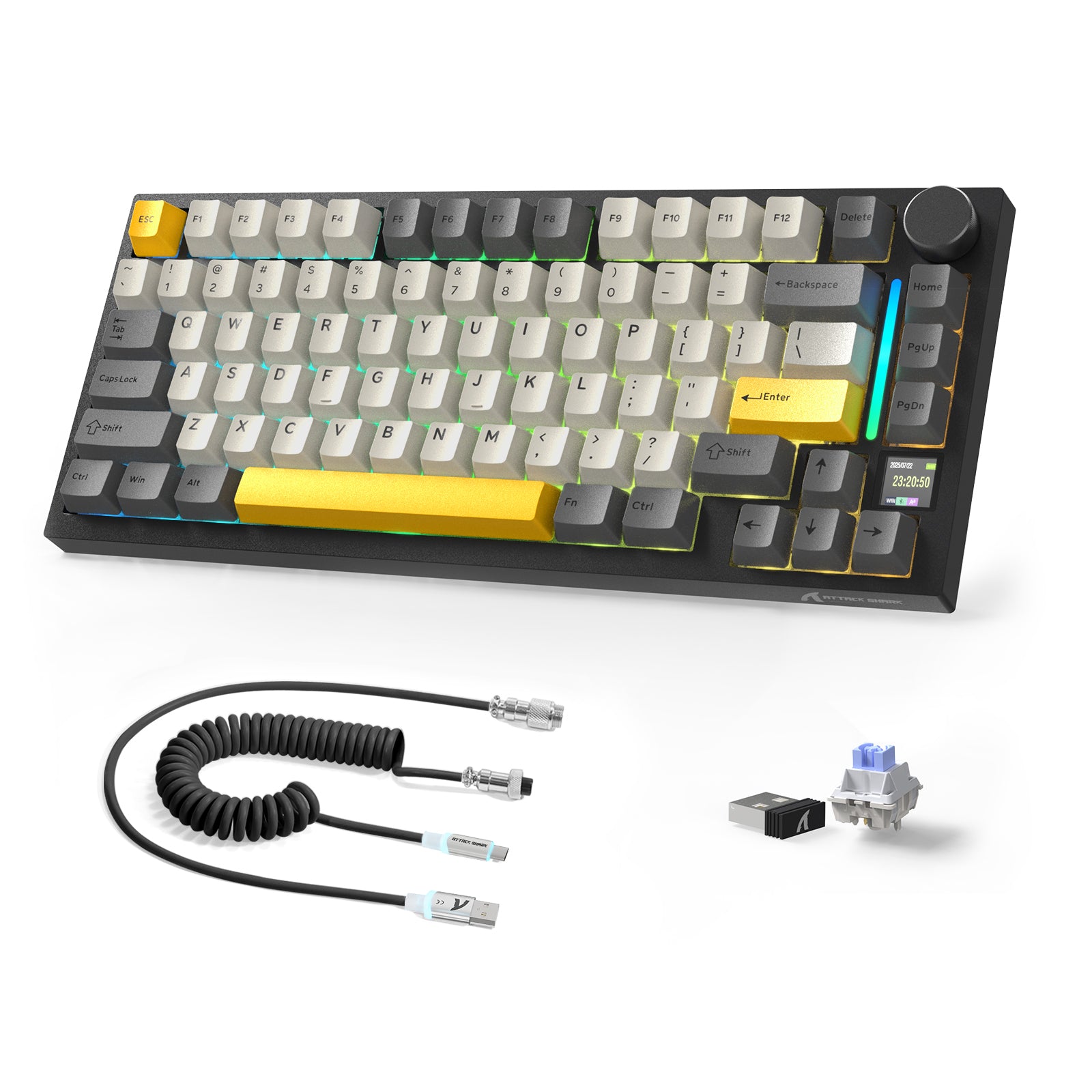 Teclado mecánico ATTACK SHARK X820ULTRA con cable en espiral C01ULTRA