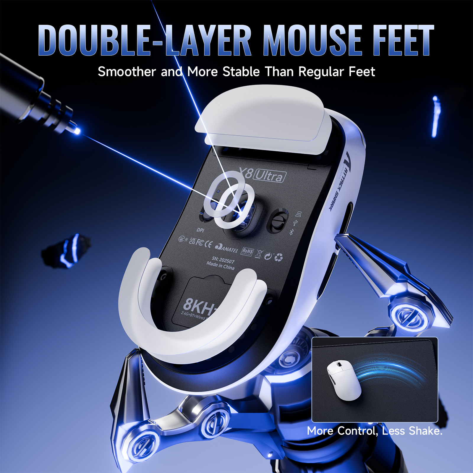 Souris de jeu sans fil légère tri-mode ATTACK SHARK X8 Series