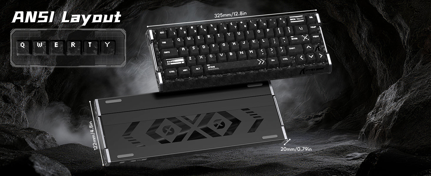 Clavier filaire à déclenchement rapide en fibre de carbone ATTACK SHARK R68 HE avec interrupteur magnétique et câble RGB en spirale C01 Ultra