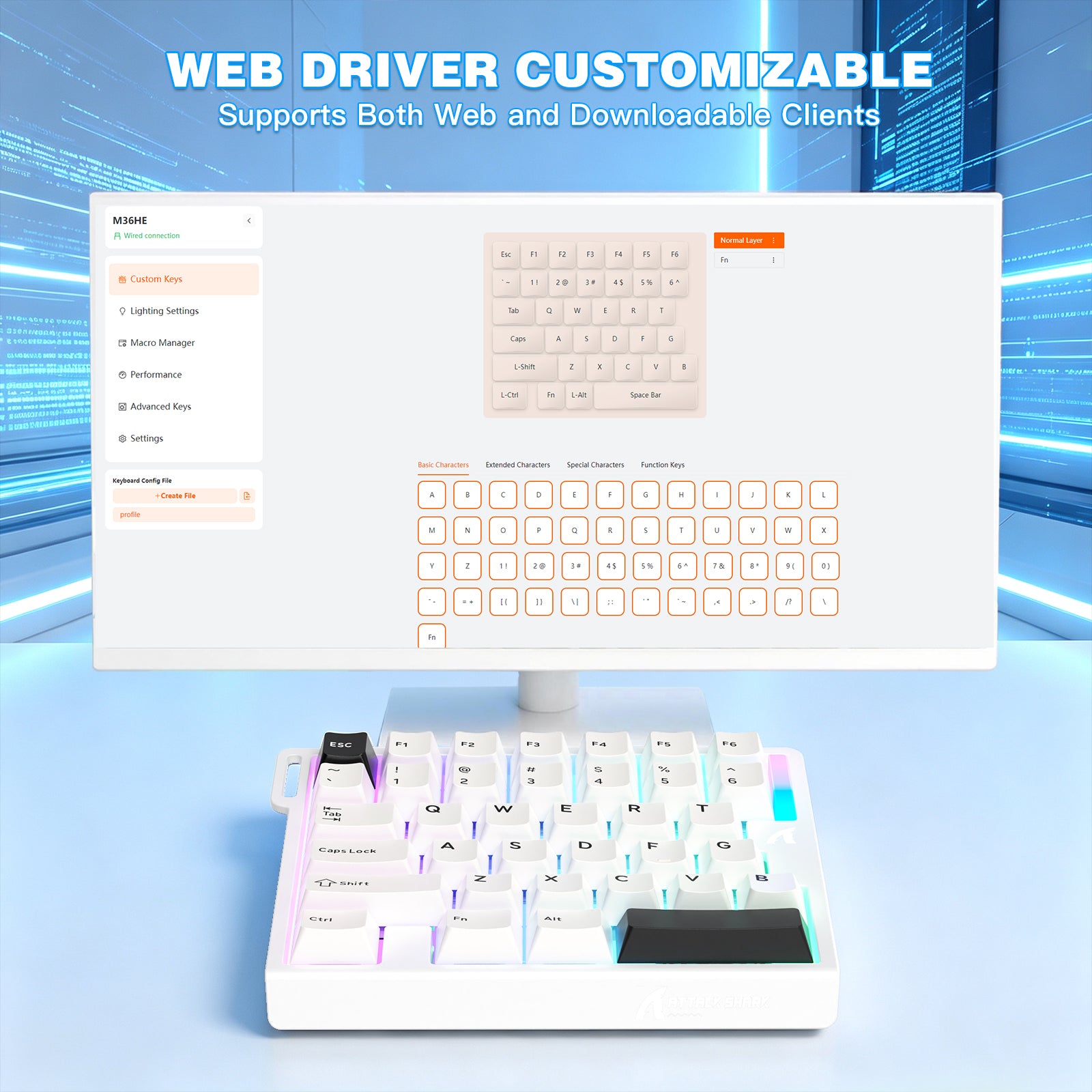 Clavier à interrupteur magnétique à une main ATTACK SHARK M36 HE