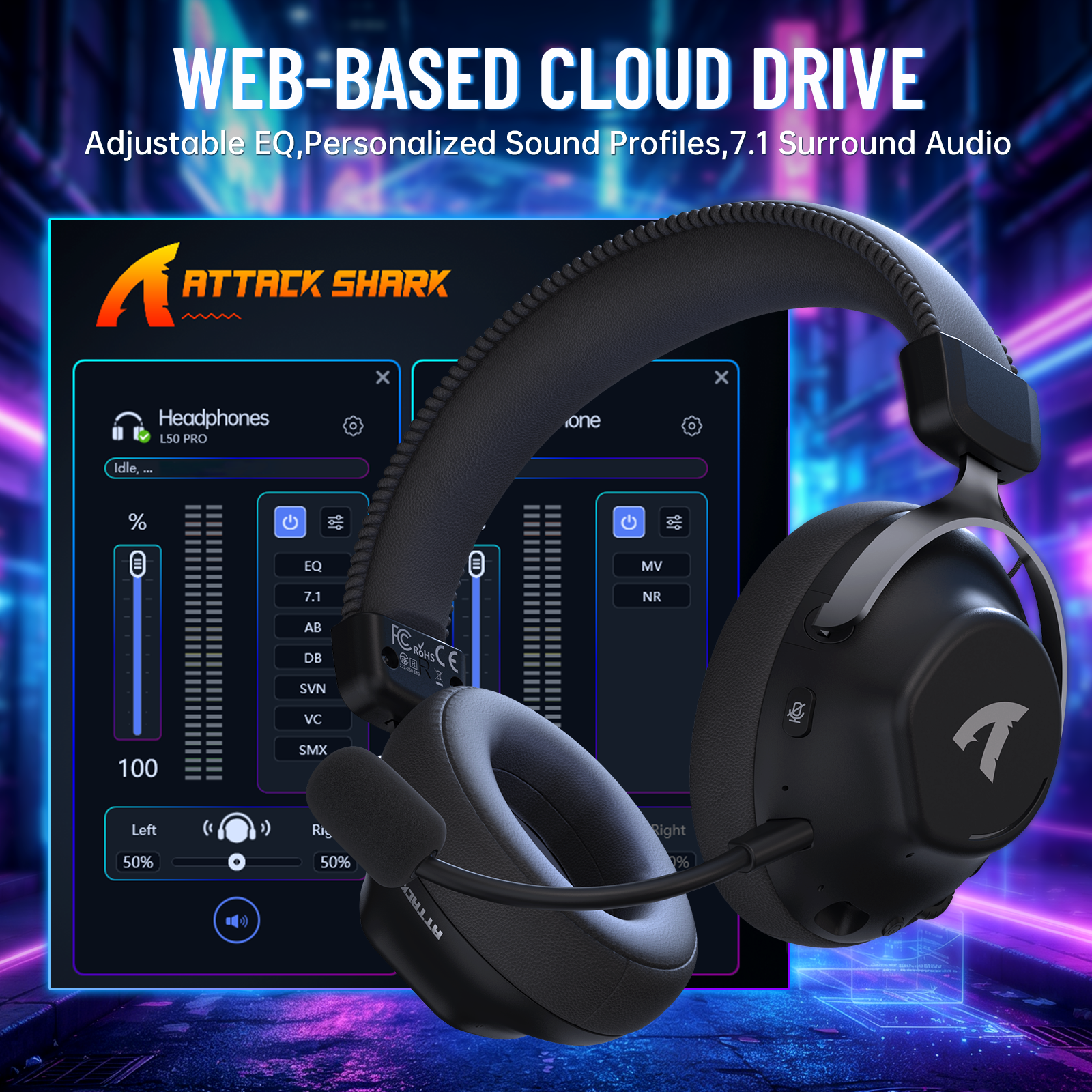 Casque de jeu sans fil ATTACK SHARK L50 PRO à trois modes