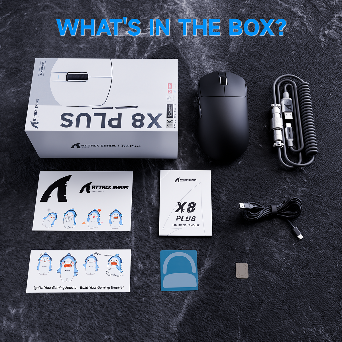 Souris de jeu sans fil tri-mode ATTACK SHARK X8 PLUS avec câble C06 ULTRA